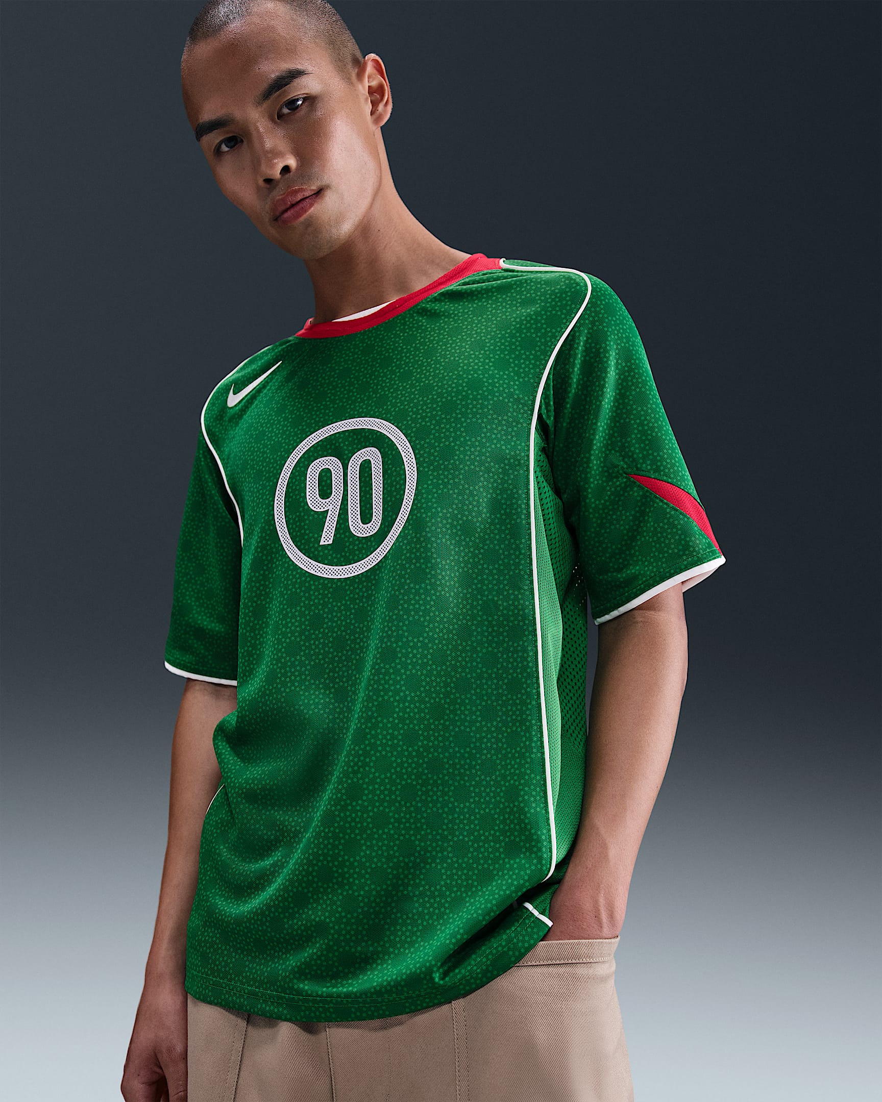Nike Total 90 Men's Dri-FIT Football Shirt - Classic Green/Sport Red/White/White