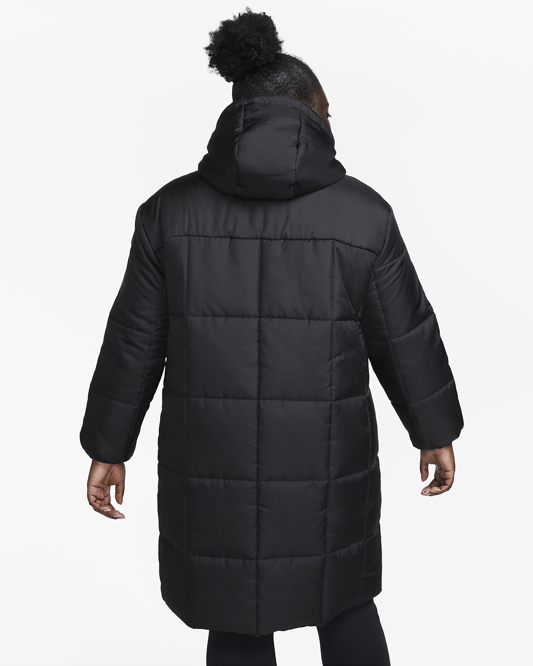 Nike Sportswear Classic Puffer Therma-FIT ledig parkas med hette til dame (Plus Size) - Svart/Hvit