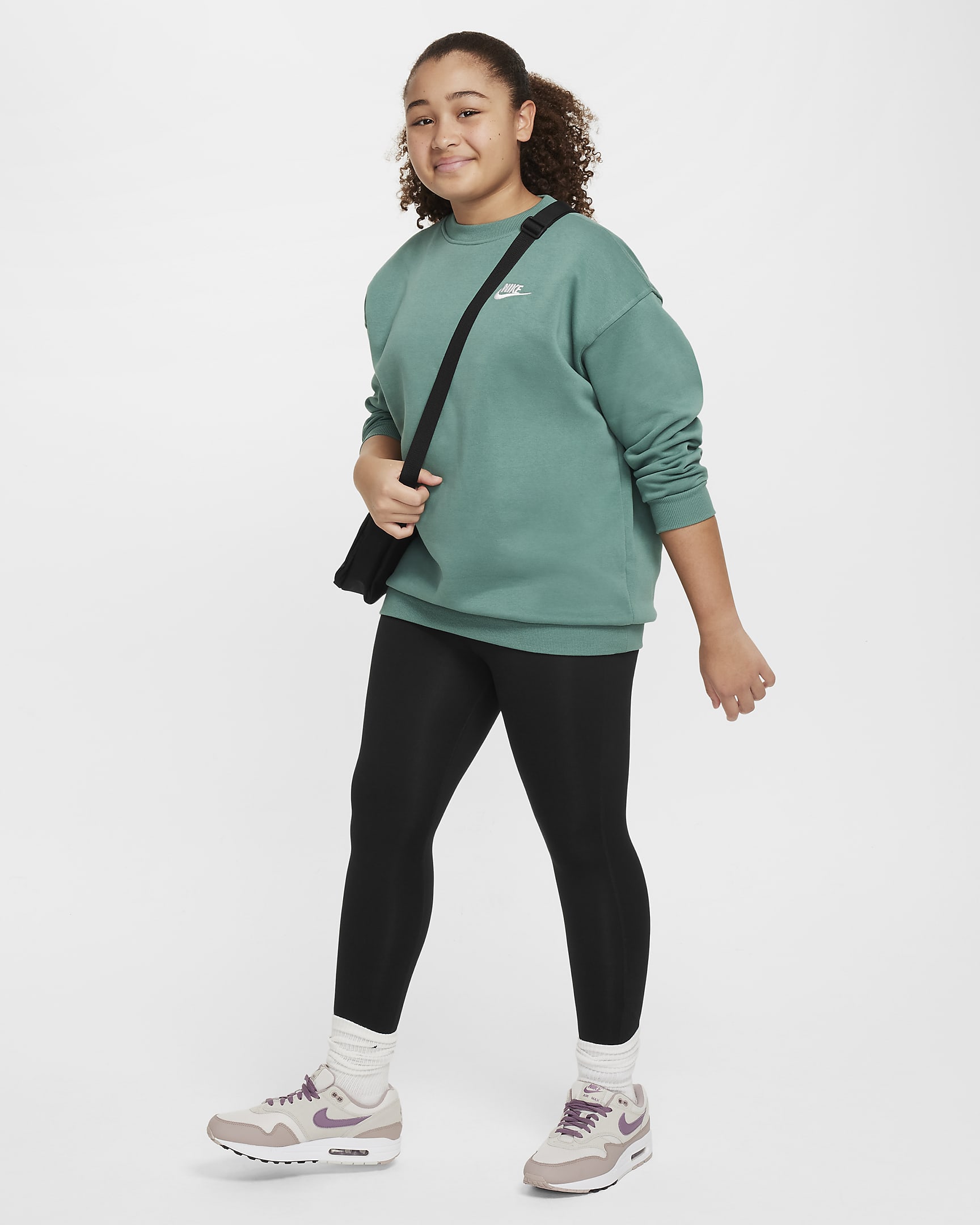 Nike Sportswear Club Fleece Big Kids' (Girls') Oversized Sweatshirt (Extended Size) - Bicoastal/White