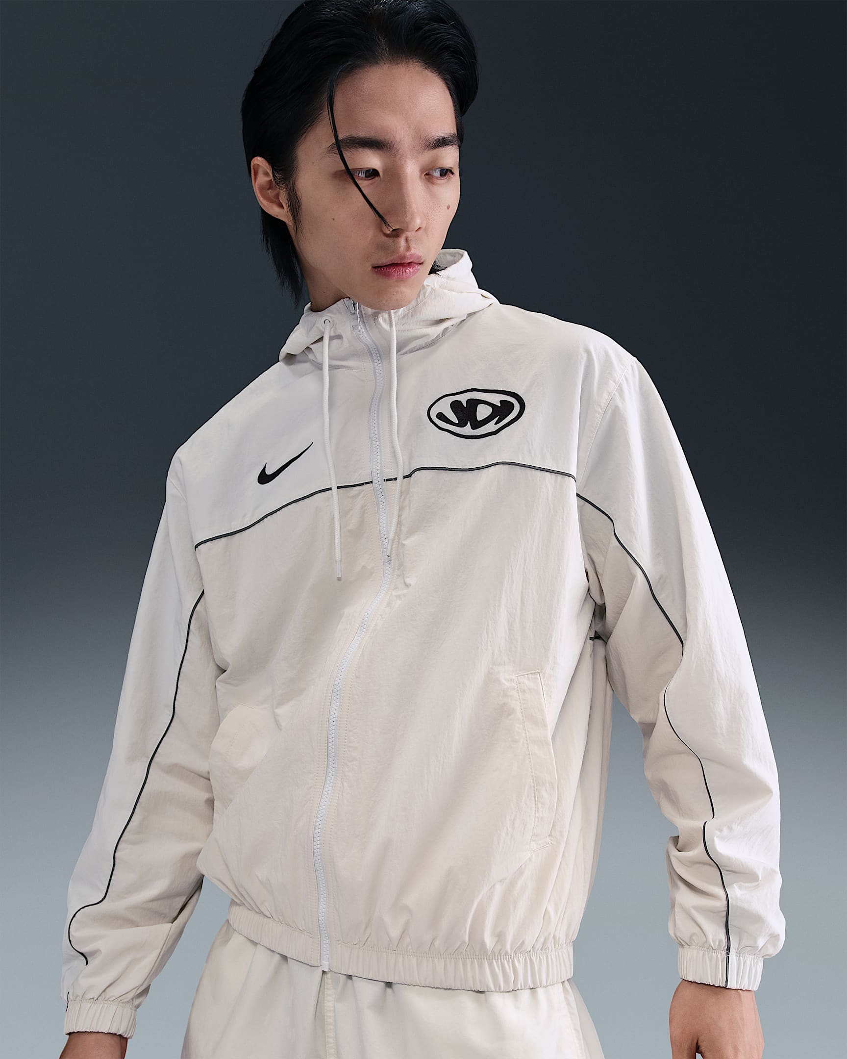 เสื้อแจ็คเก็ตมีฮู้ดผู้ชาย Nike Club - Phantom/Summit White/ดำ