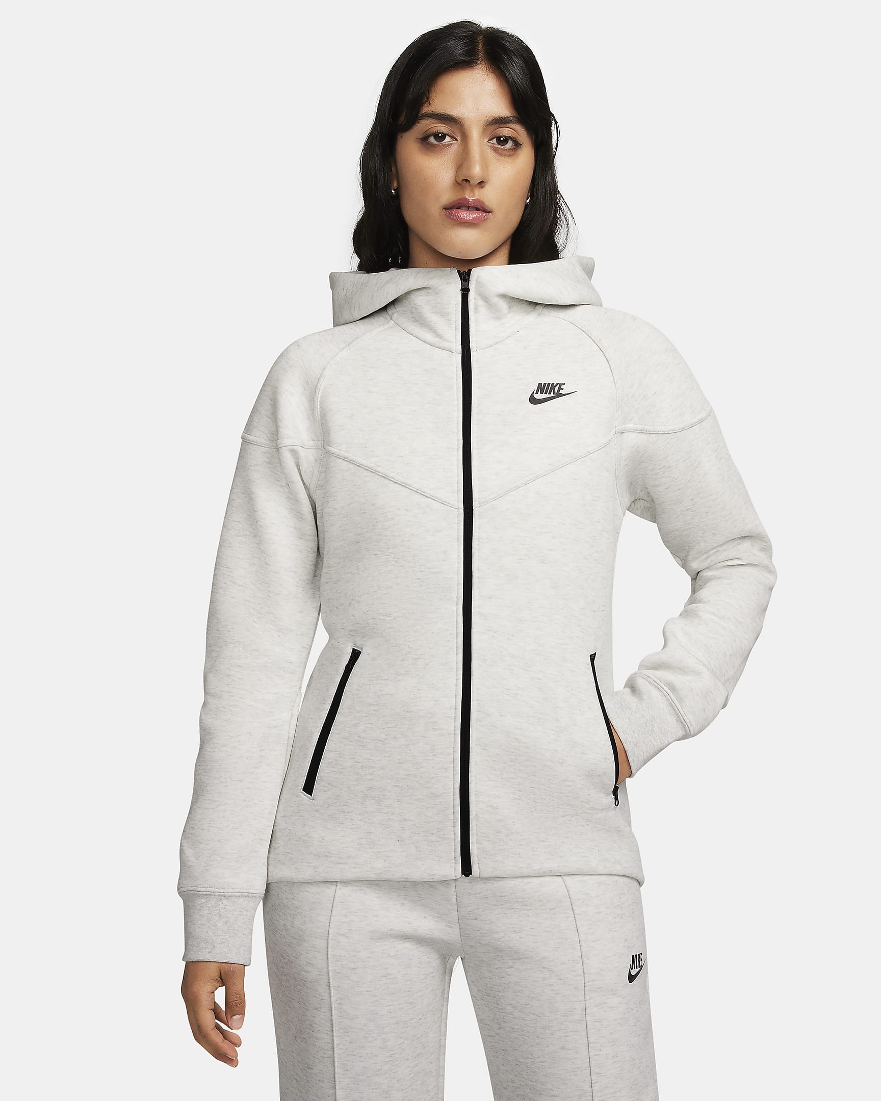 Nike Sportswear Tech Fleece Windrunner Women's Full-Zip Hoodie - Light Grey/Heather/Black