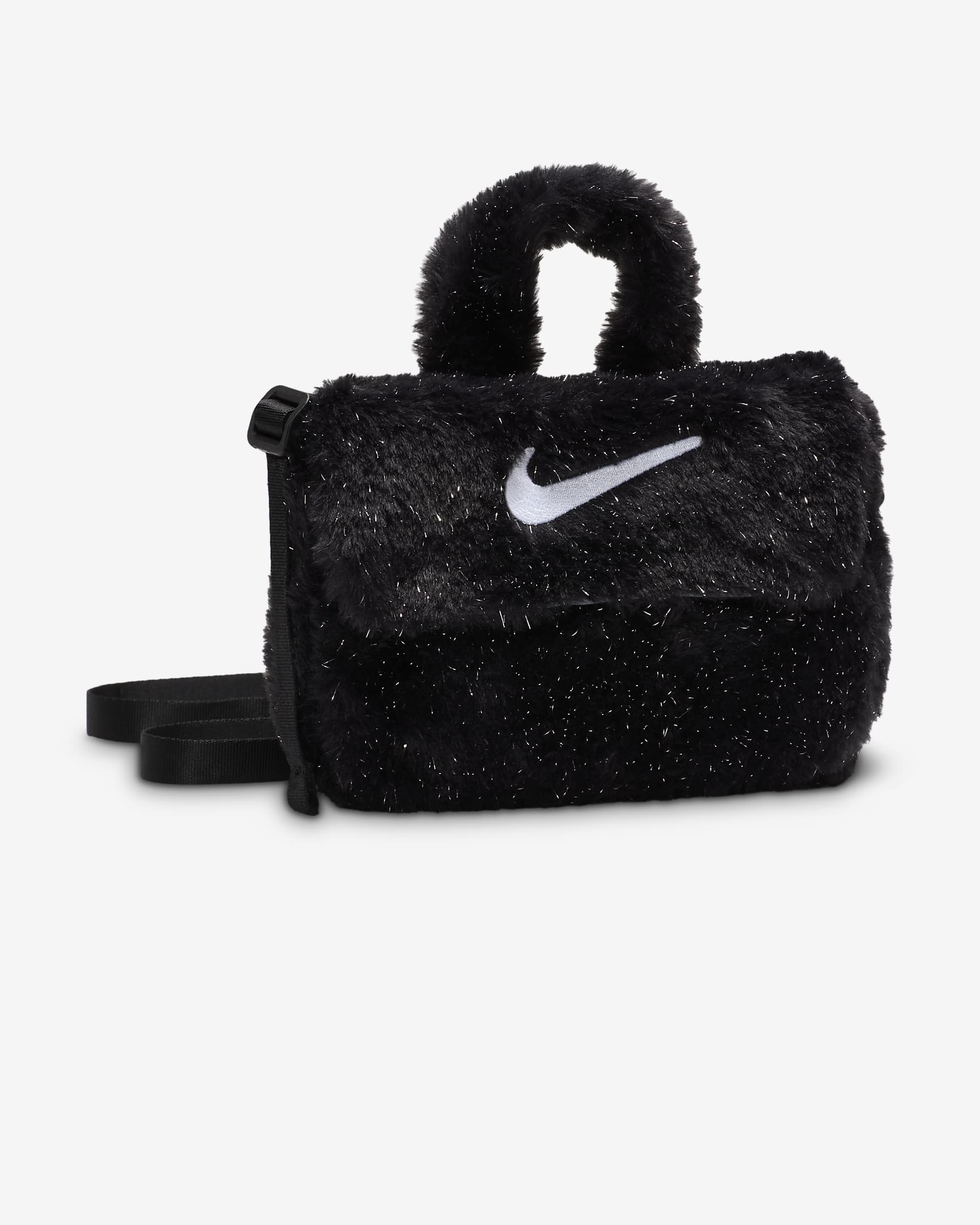 Nike Older Kids' Faux Fur Cross-Body Bag (1L) - Black/Cool Grey/White