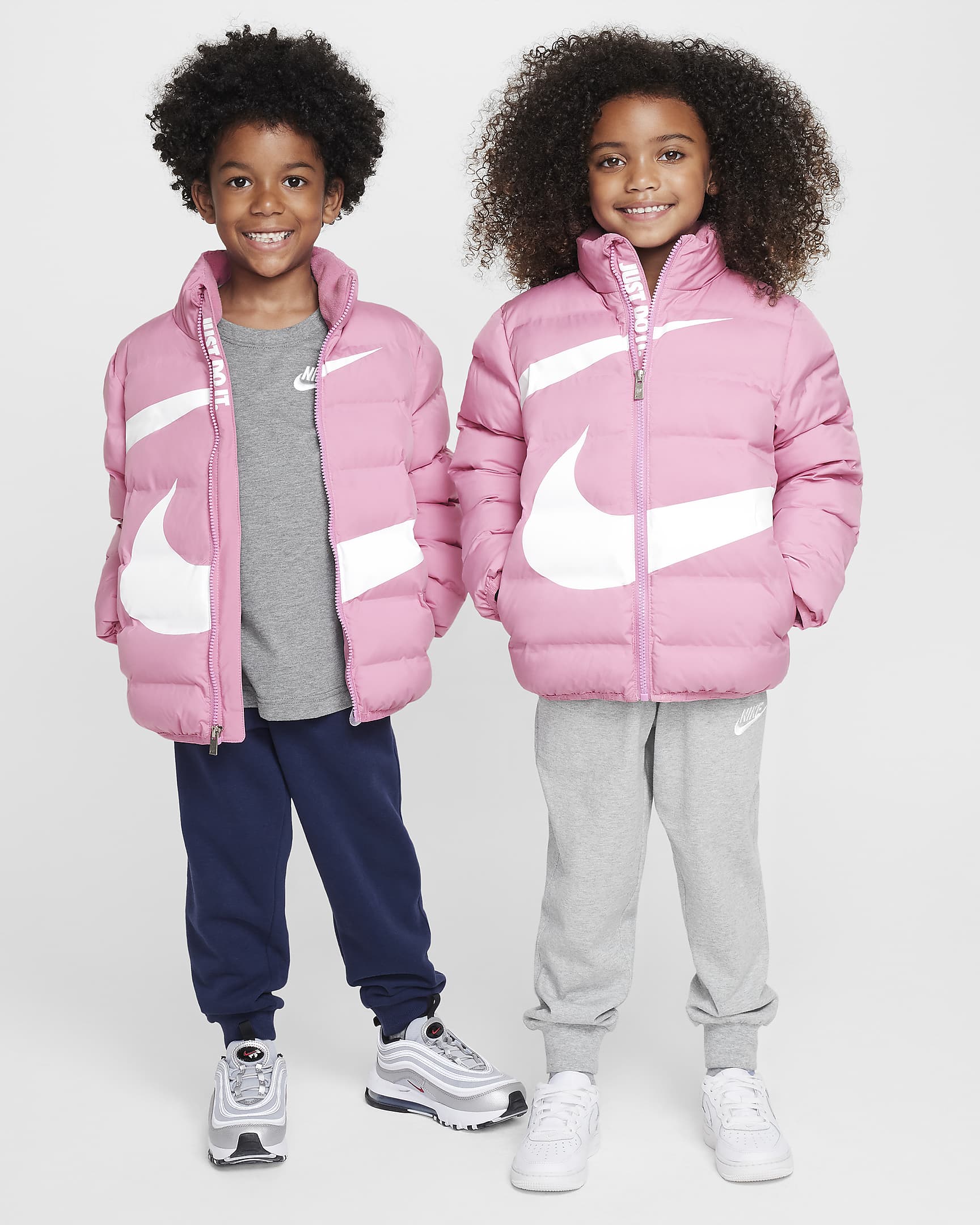 Nike Little Kids' Wrapped Swoosh Debossed Quilted Jacket - Magic Flamingo