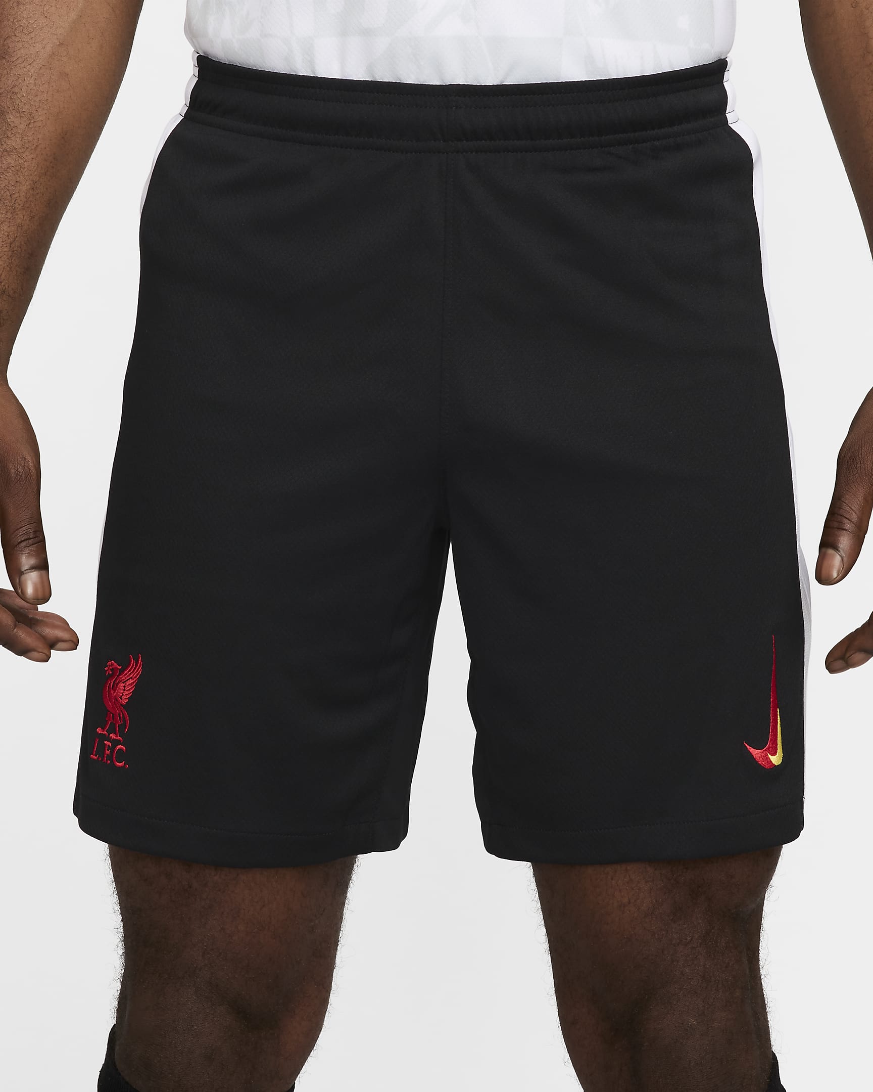 Męskie spodenki piłkarskie Nike Dri-FIT Liverpool F.C. Stadium 2024/25 (wersja trzecia) – replika - Czerń/Biel/Global Red