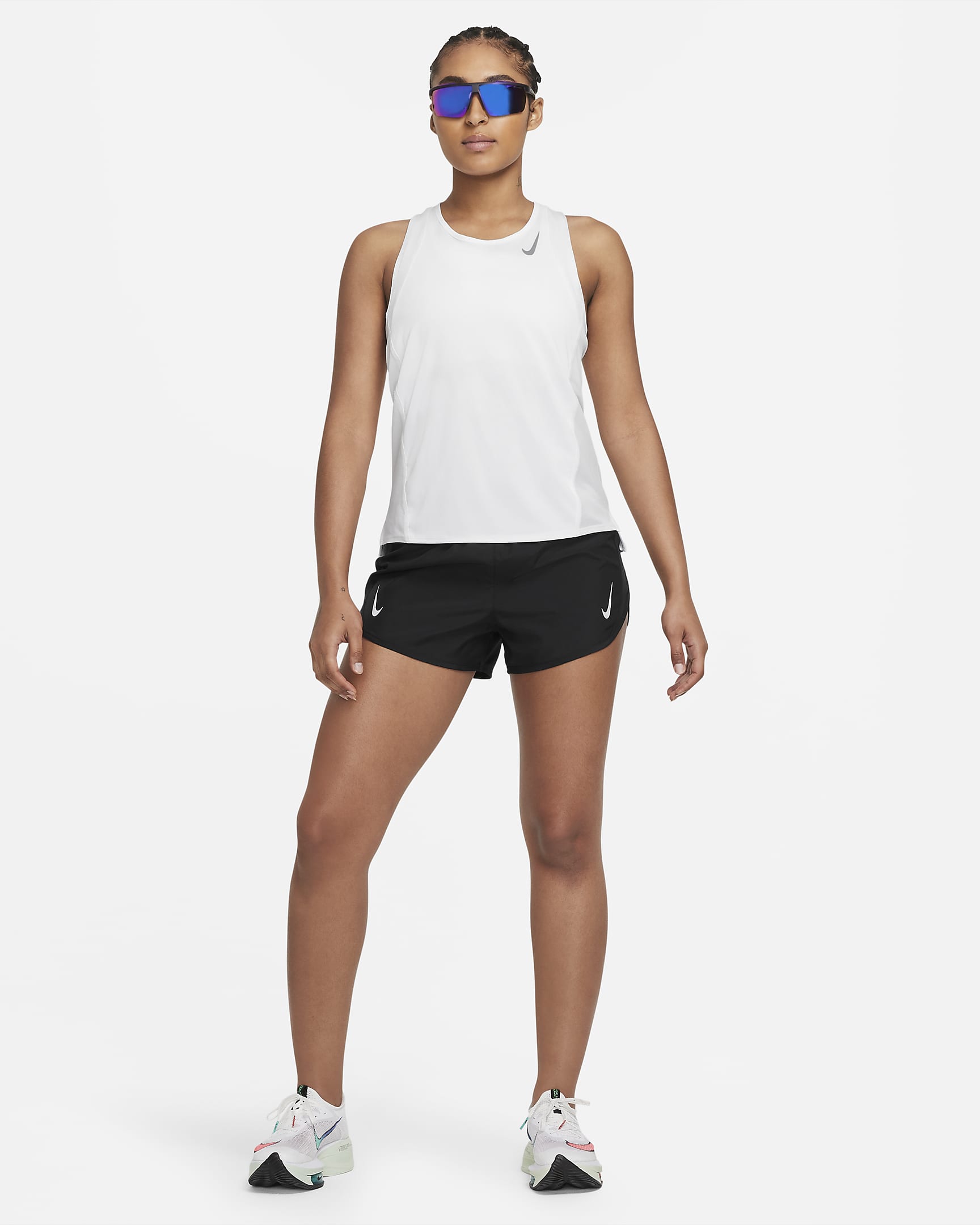 Nike Dri-FIT Race Lauf-Singlet für Damen - Weiß