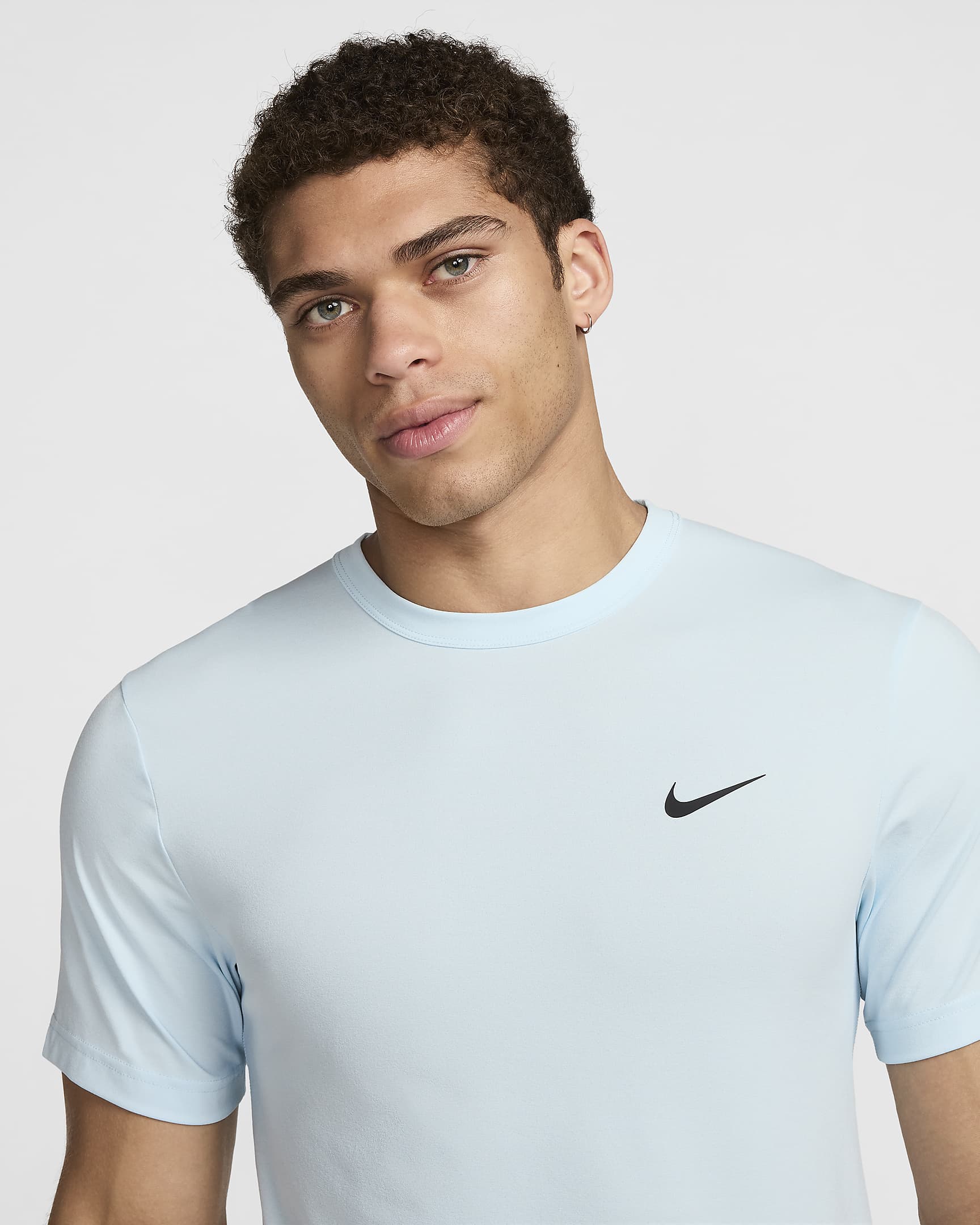 Haut à manches courtes anti-UV Dri-FIT Nike Hyverse pour homme - Glacier Blue/Noir