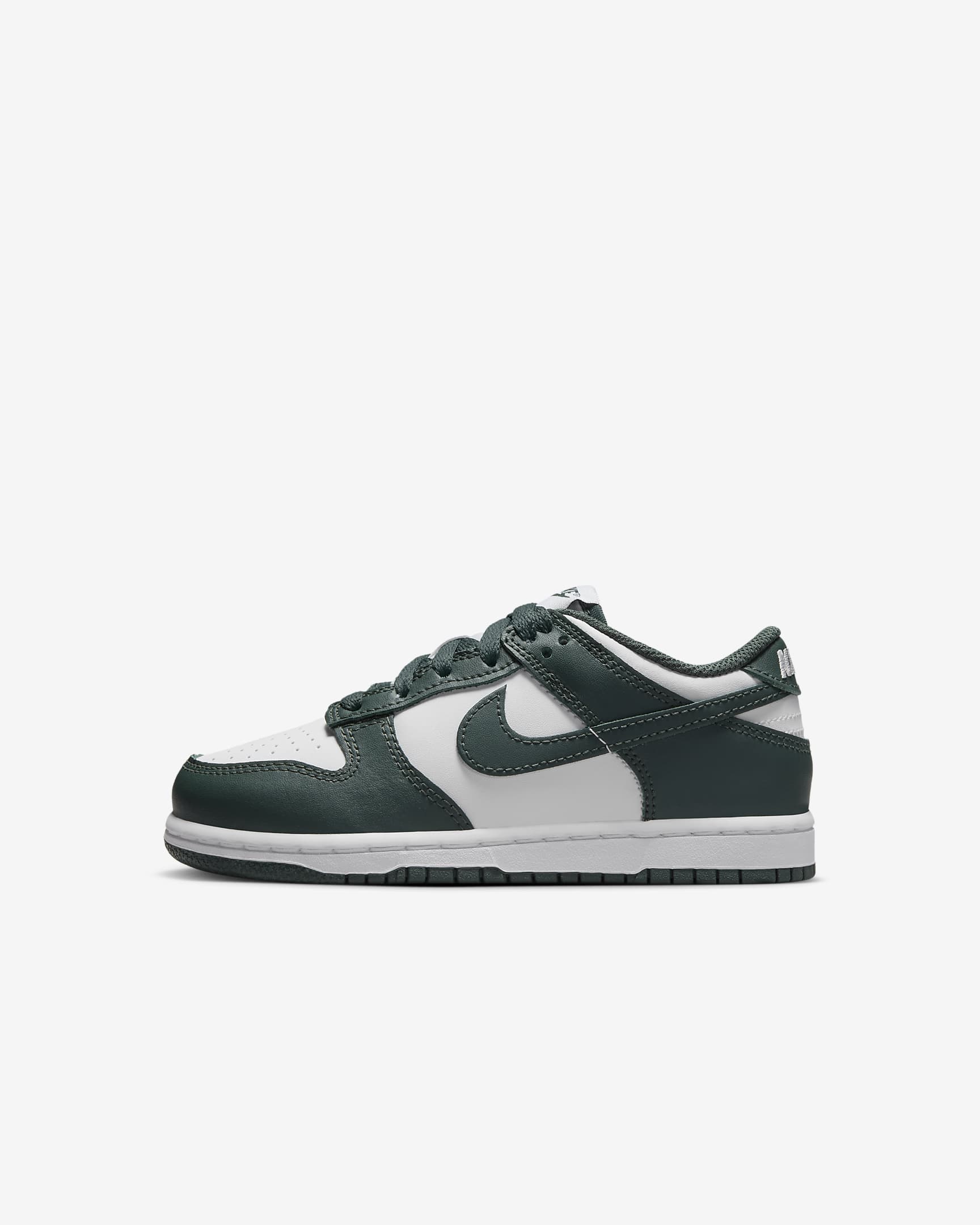 Nike Dunk Low Younger Kids' Shoes - White/White/Vintage Green