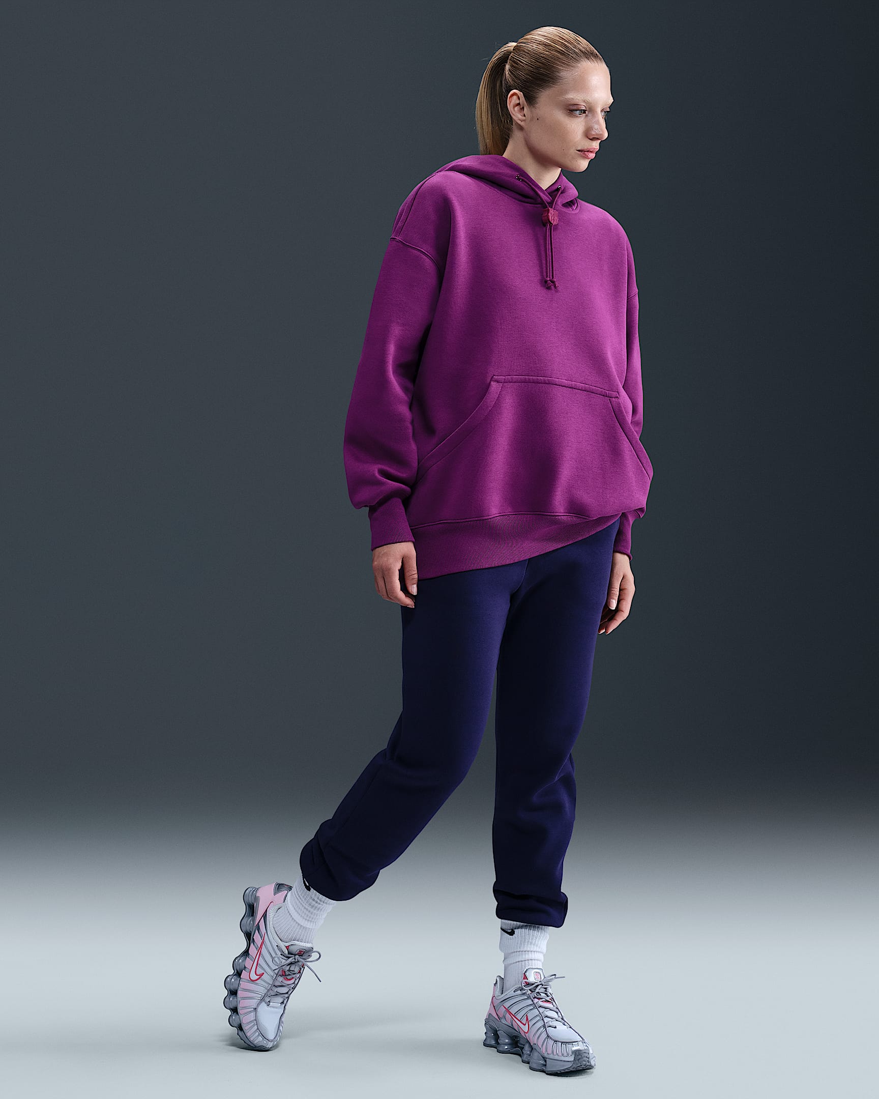 FC Barcelona Phoenix Fleece Pantalón de talle alto de fútbol Nike - Mujer - Imperial Purple/Bright Grape