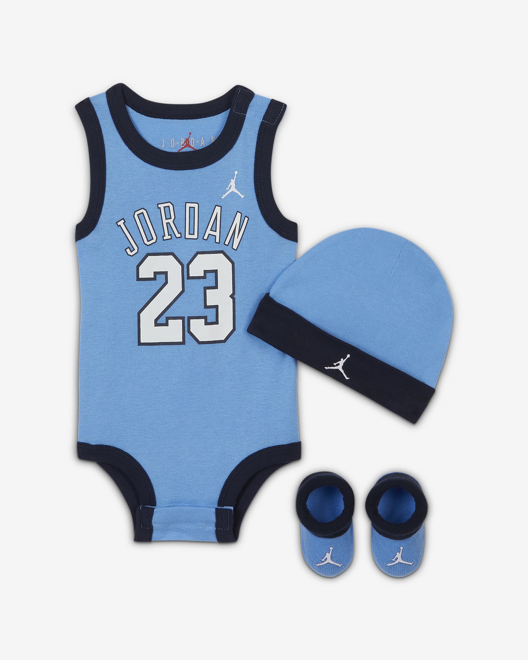 Jordan Baby (6-12M) Bodysuit, Hat and Booties Box Set