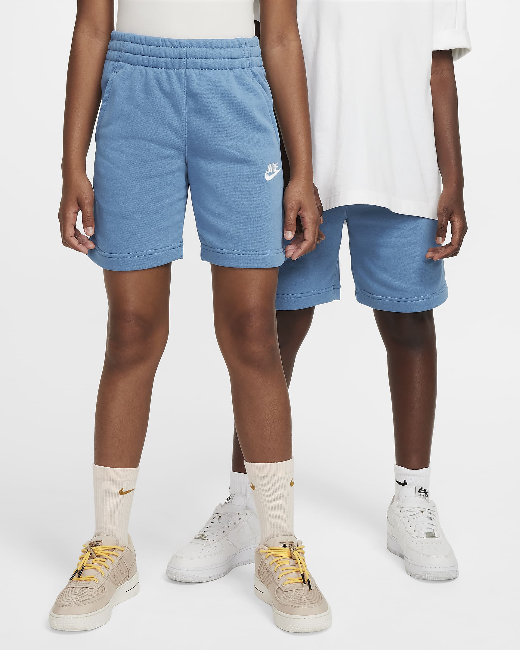 Nike Sportswear Club Fleece Big Kids' French Terry Shorts - Aegean Storm/White