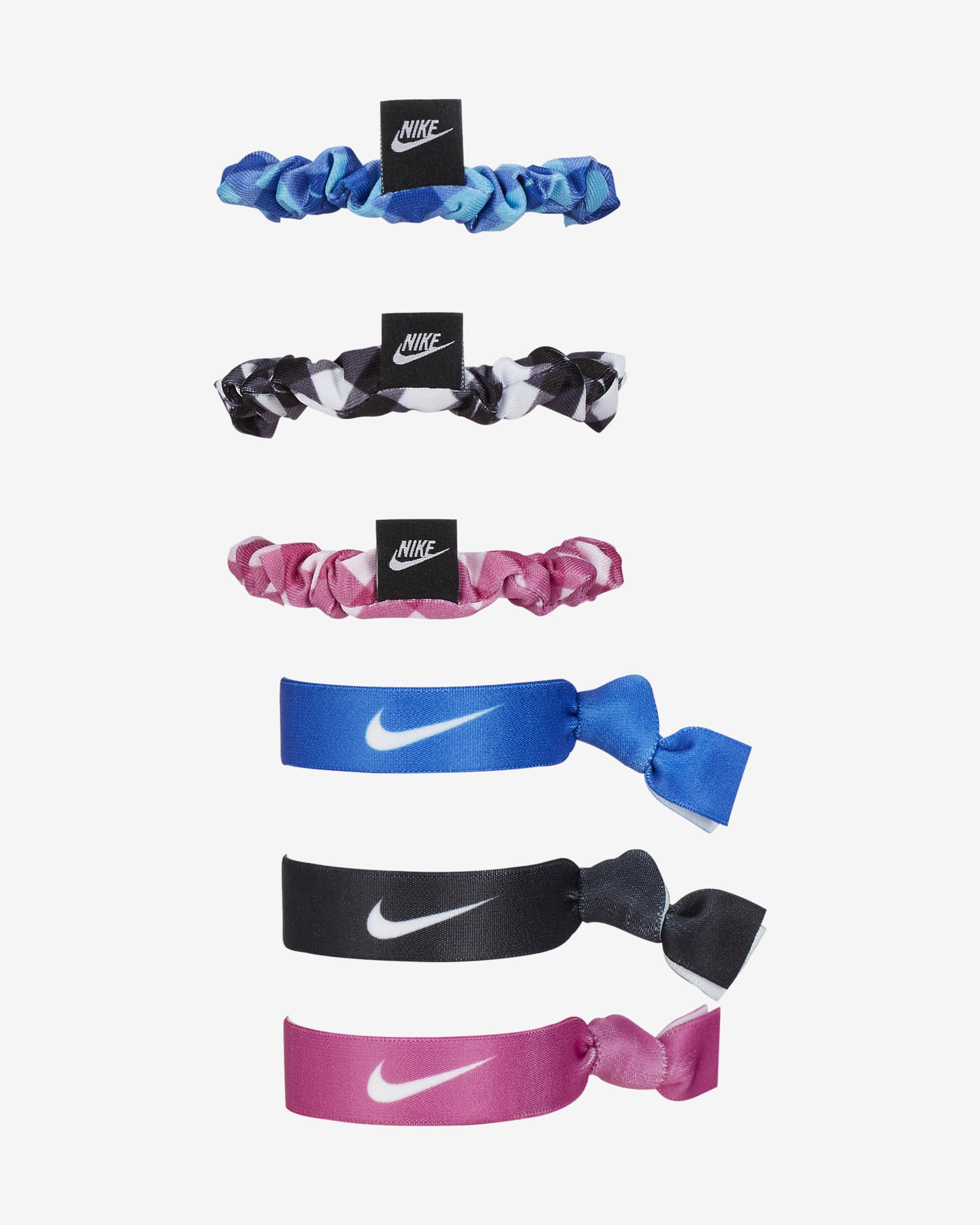 Nike Velvet and Elastic Hairbands (6 Pack) - Black