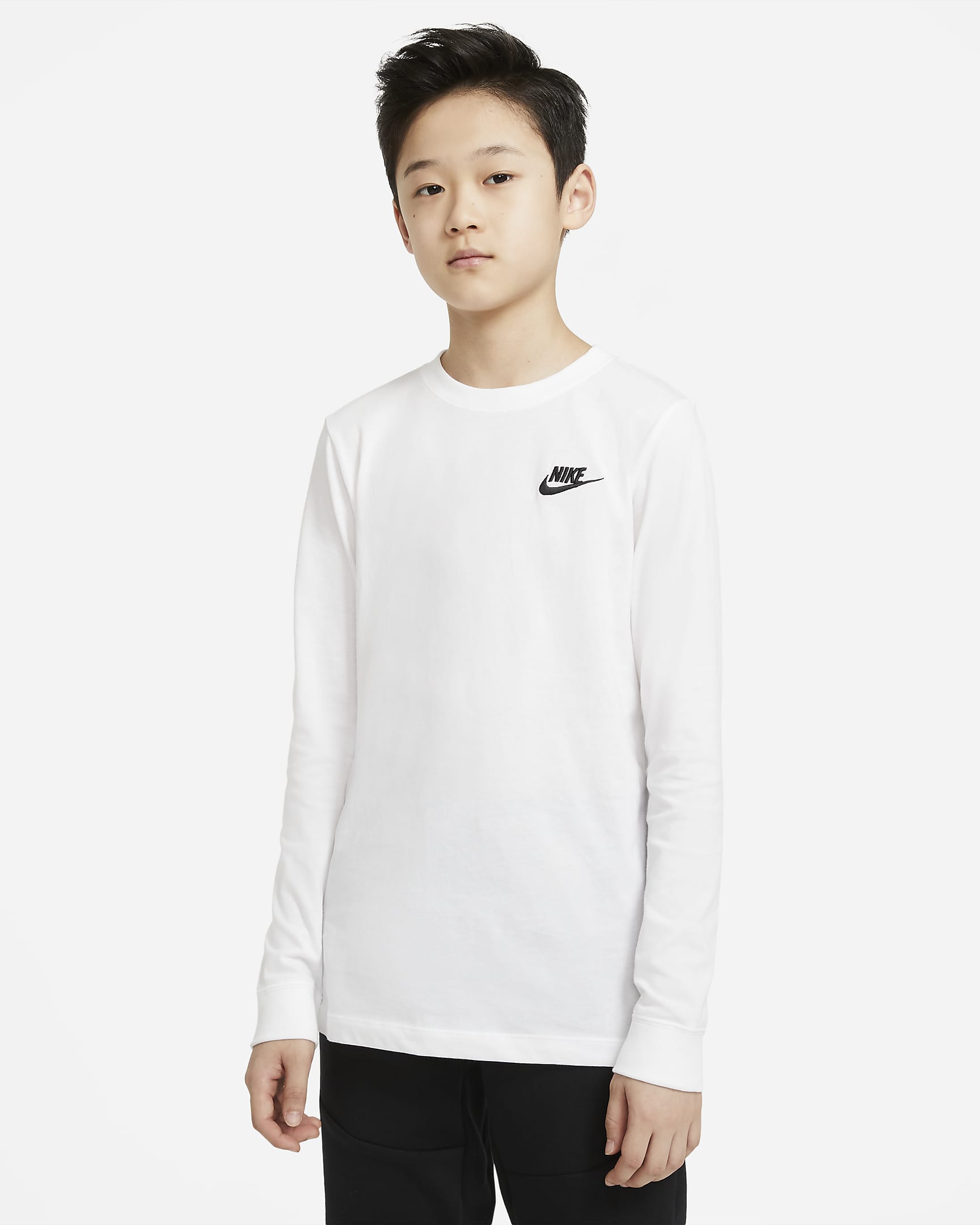 Nike Sportswear Big Kids' (Boys') Long-Sleeve T-Shirt - White/Black