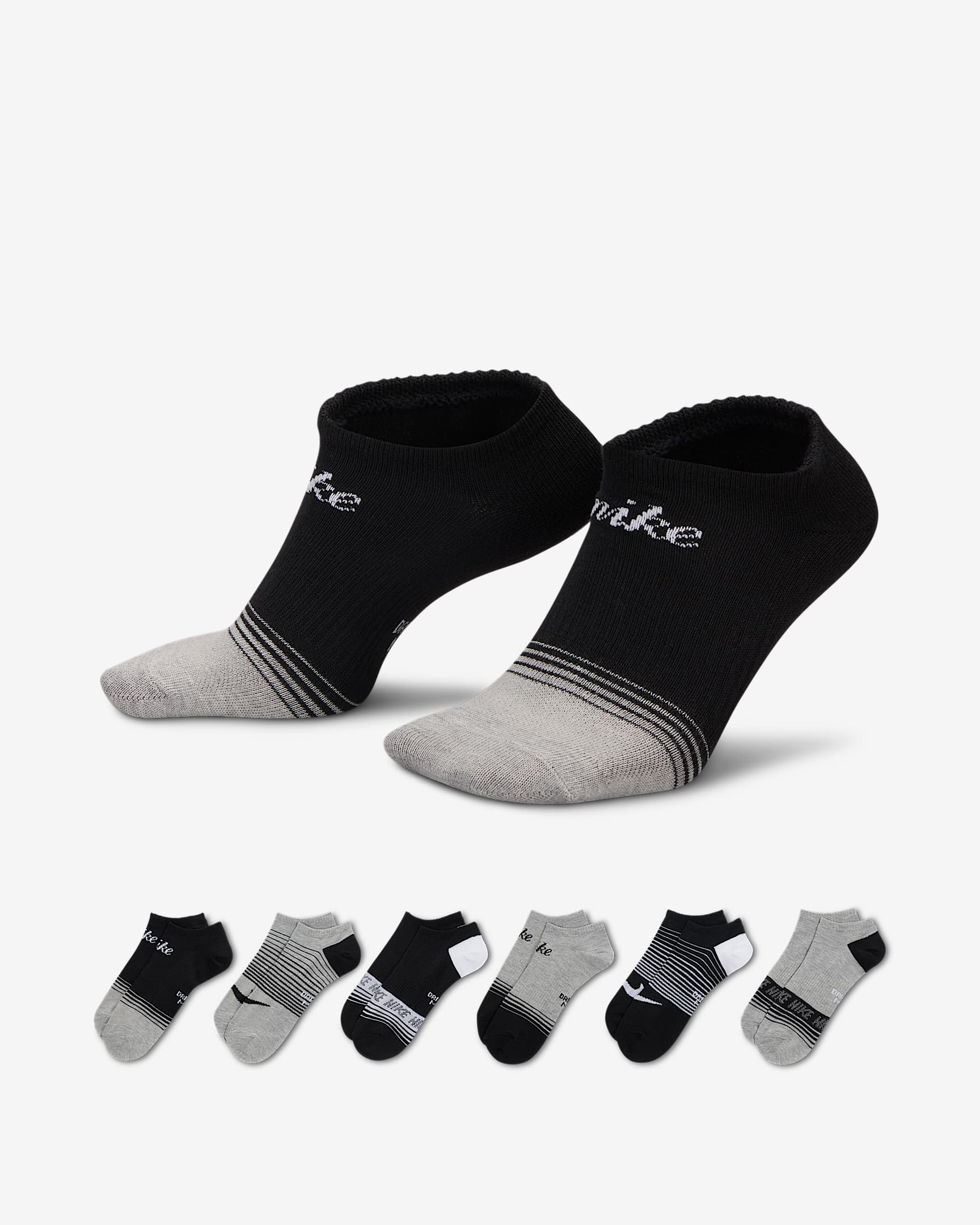 Nike Everyday No Show-letvægtsstrømper (6 par) - multifarvet