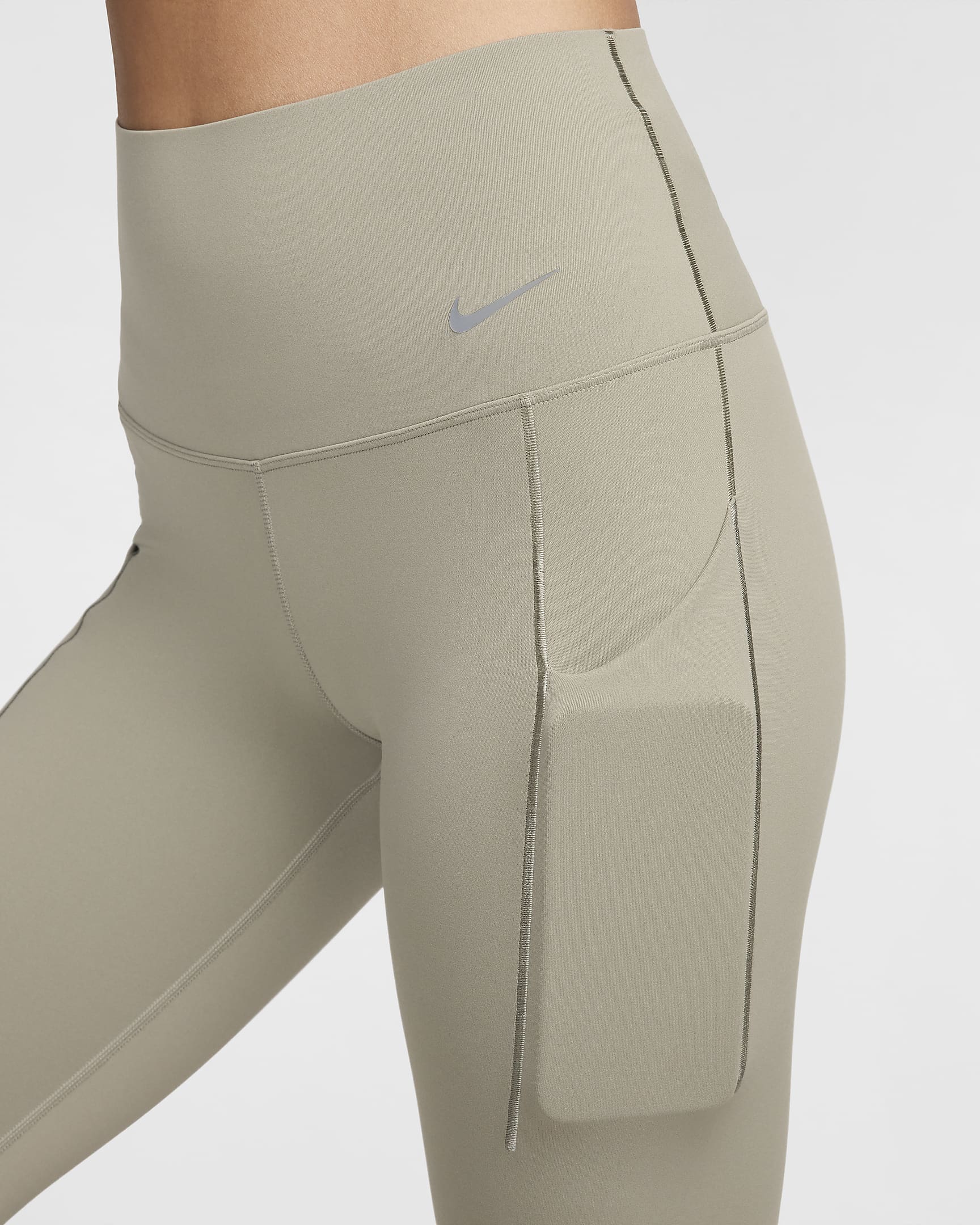 Nike Universa Women's Medium-Support High-Waisted 7/8 Leggings with Pockets - Light Army/Black