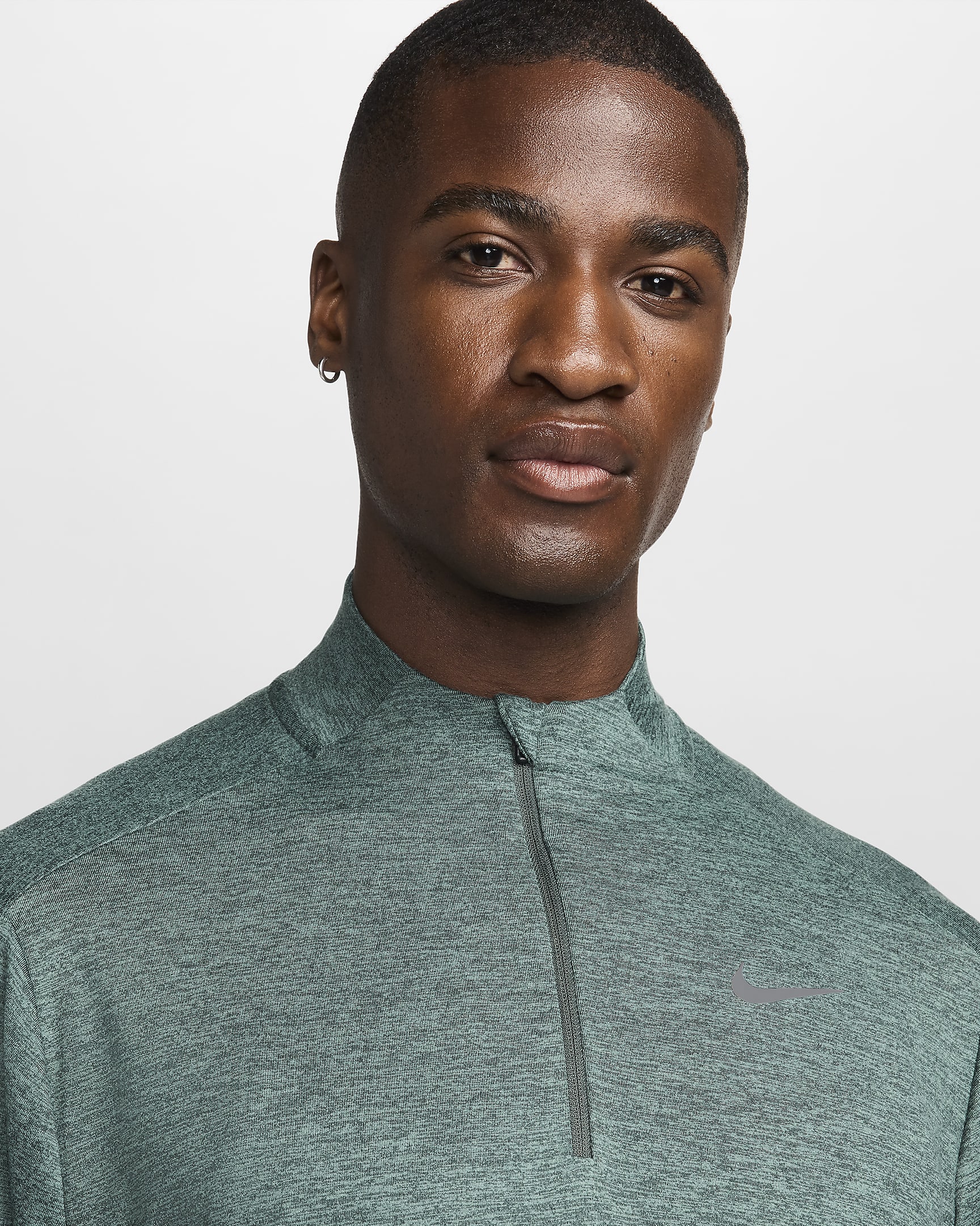 Nike Dri-FIT hardlooptop met halflange rits voor heren - Vintage Green/Bicoastal/Heather