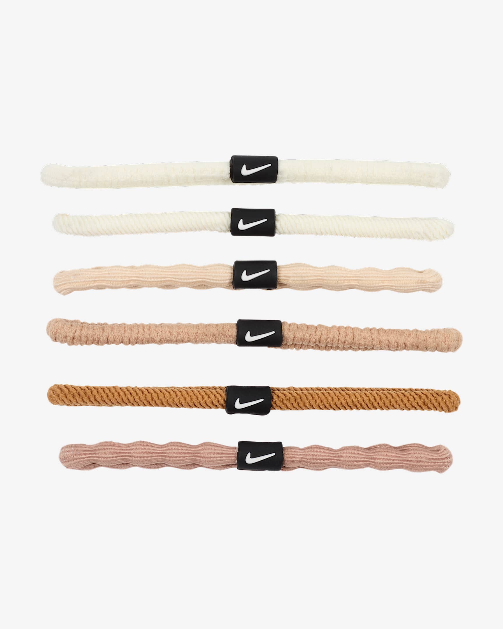Elastici per capelli Nike Flex (confezione da 6) - Hemp/Desert Dust/Bianco