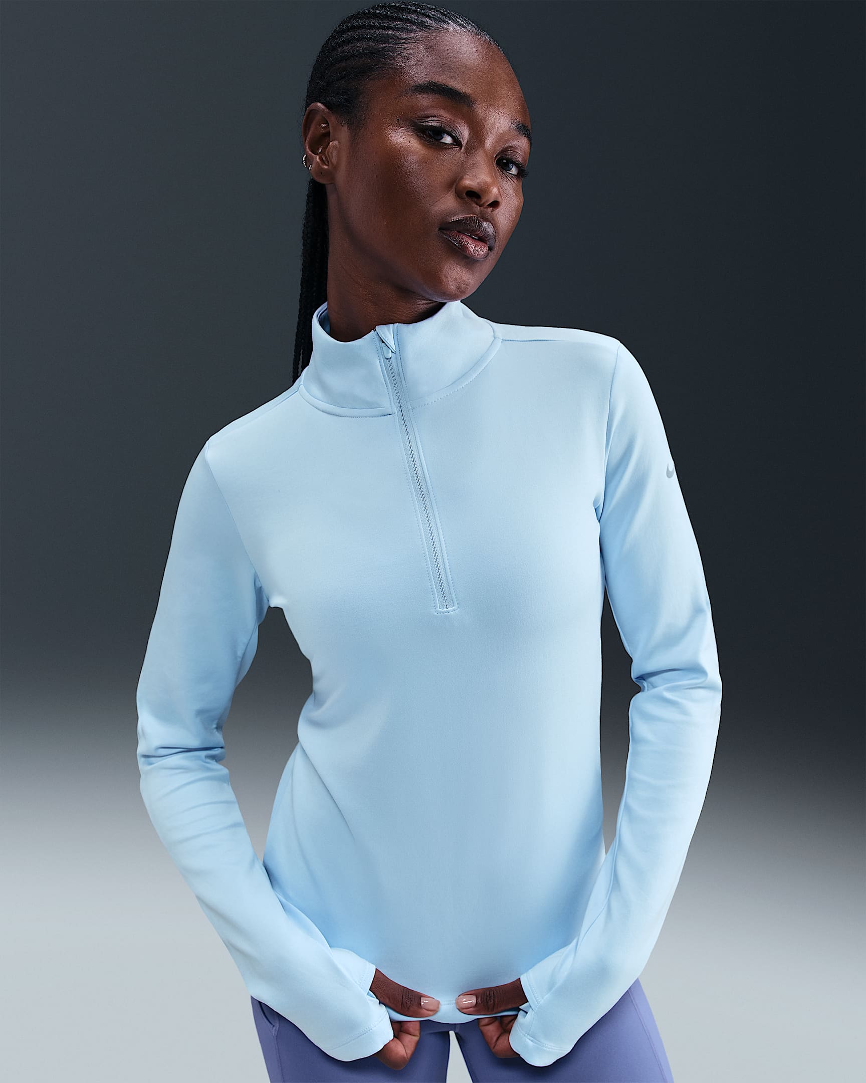 Nike One Women's Therma-FIT 1/2-Zip Mid Layer - Celestine Blue