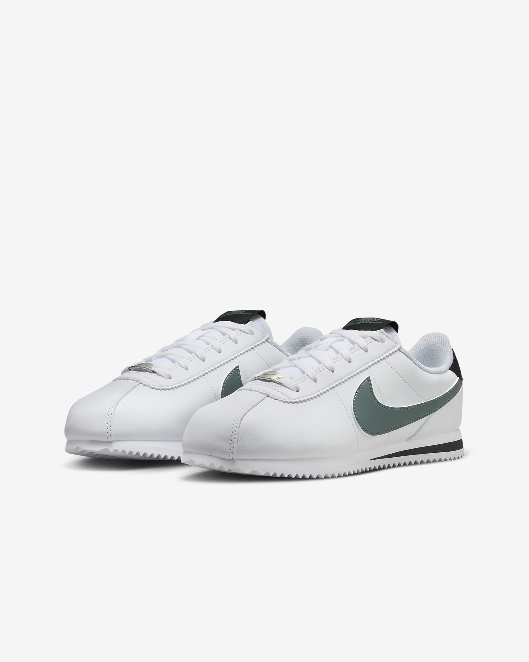 Nike Cortez Big Kids' Shoes - White/Black/Vintage Green