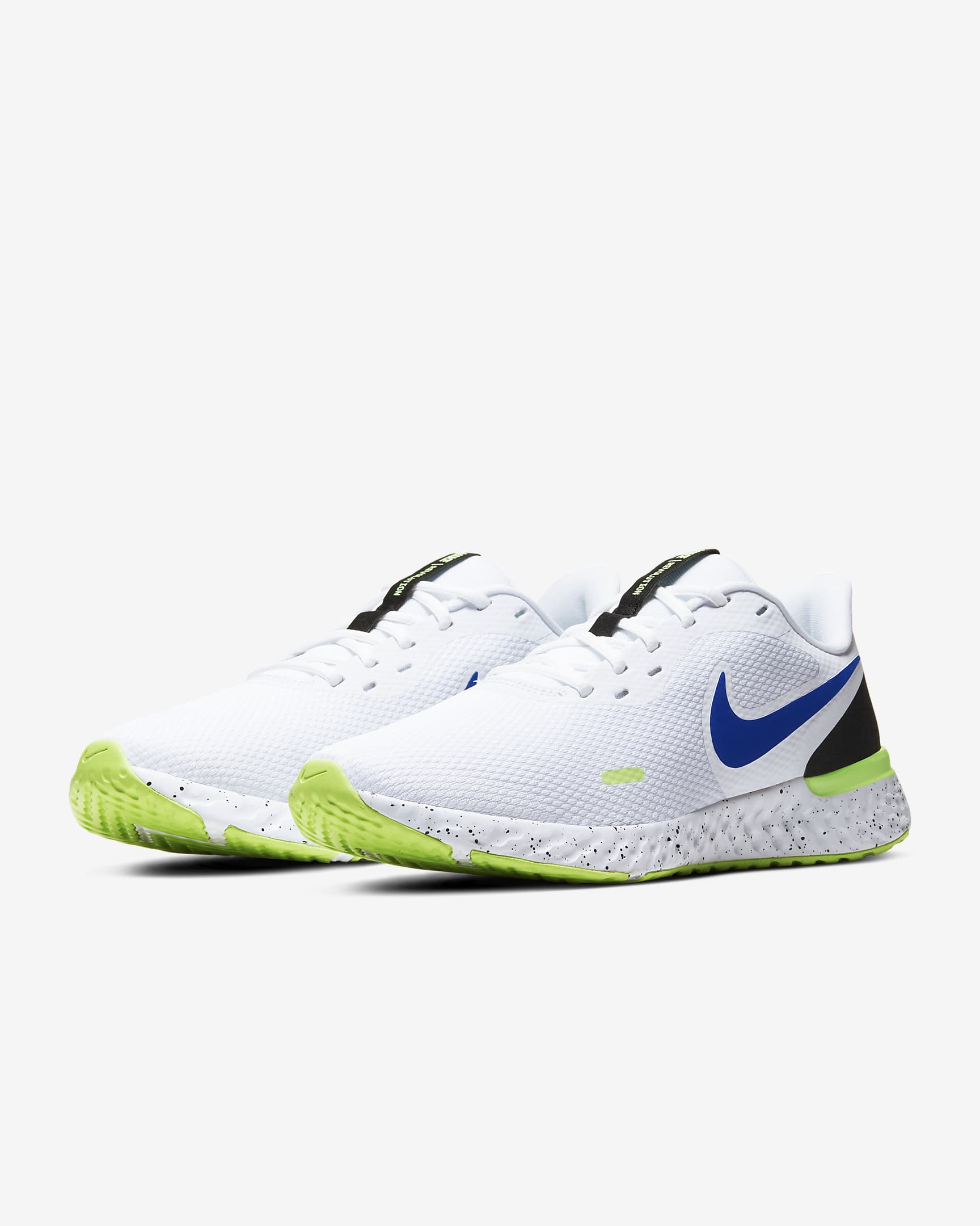 Nike Revolution 5 Men's Road Running Shoes - White/Black/Ghost Green/Racer Blue