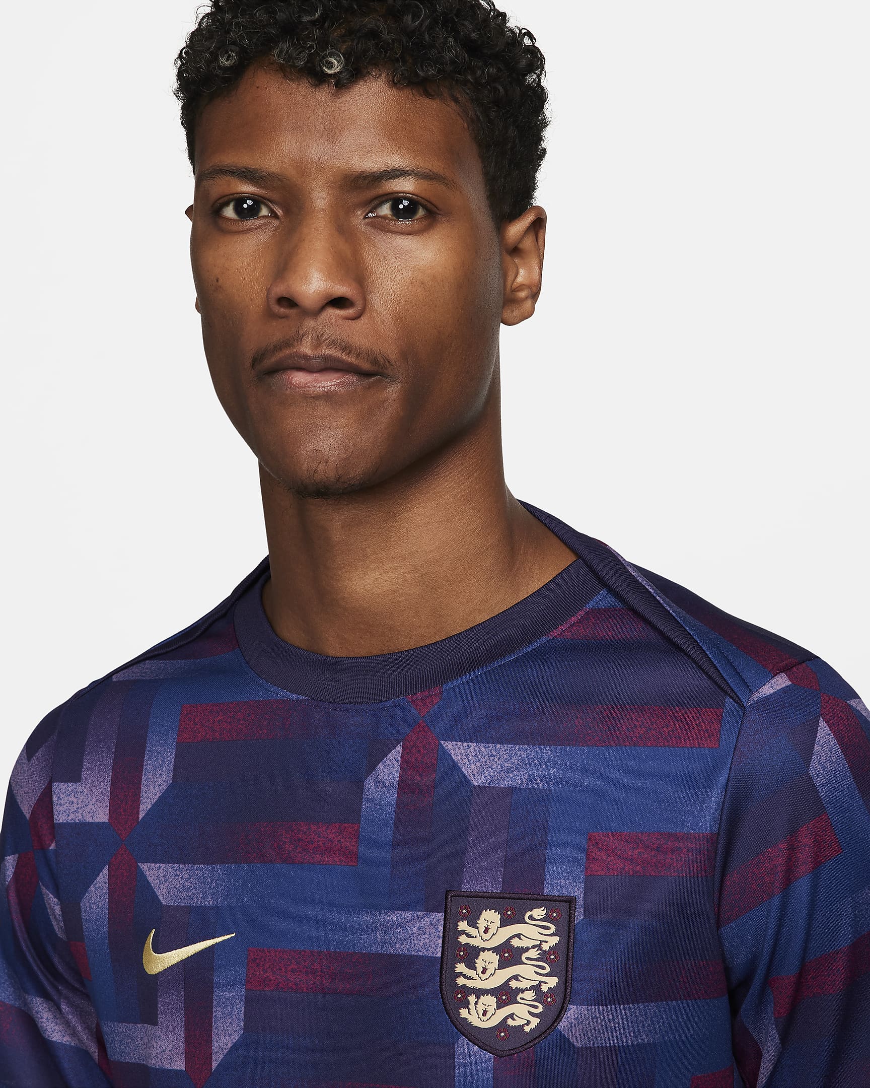 Haut de foot à manches courtes d'avant-match Nike Dri-FIT Angleterre Academy Pro pour homme - Purple Ink/Purple Ink/Sesame