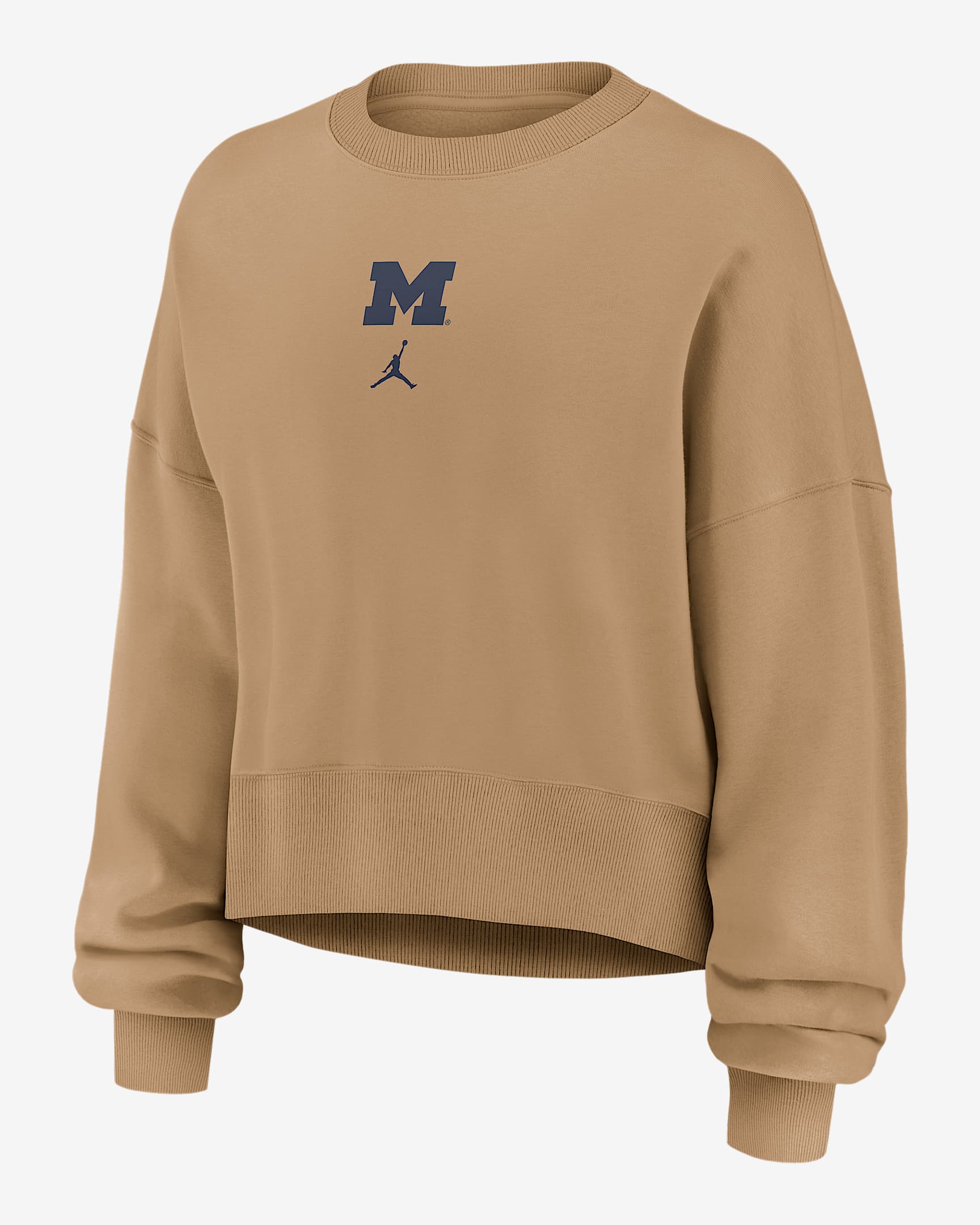 Michigan Phoenix 2-Hit Women's Jordan Brand College Pullover Crew - Parachute Beige