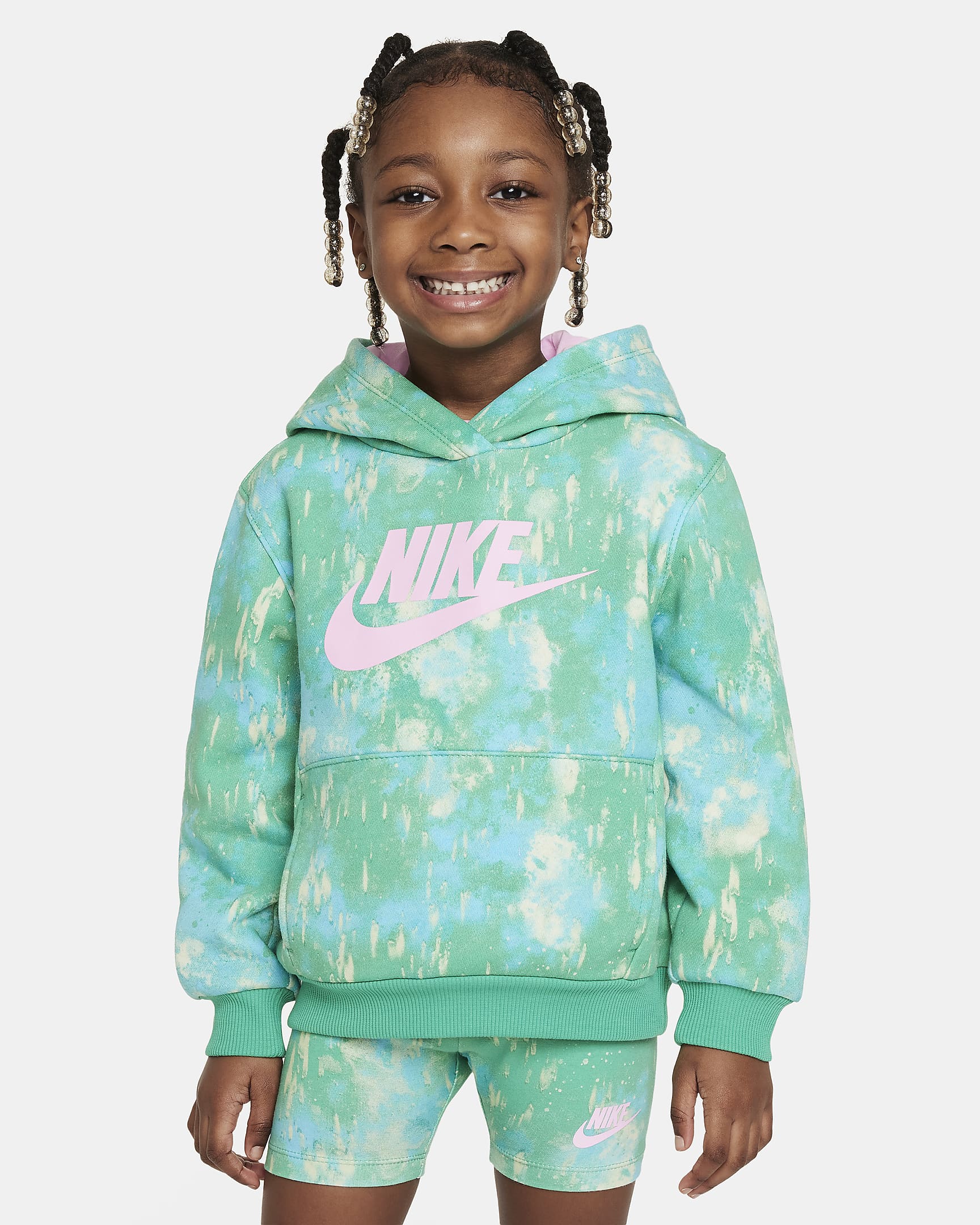 Sudadera con gorro sin cierre infantil Nike Printed Club - Verde estadio