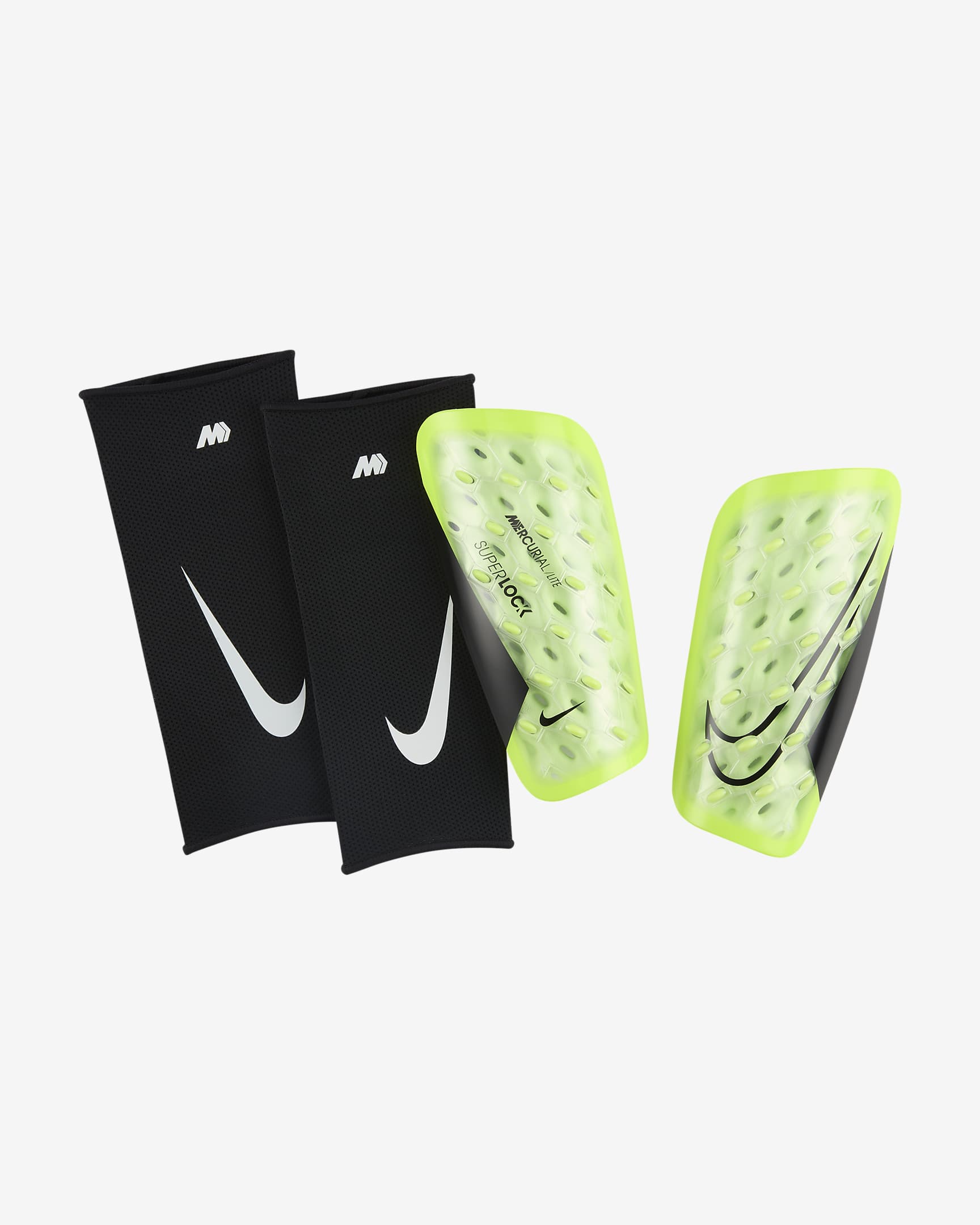 Nike Mercurial Lite SuperLock-fodboldbenskinner - Volt/Barely Volt/sort