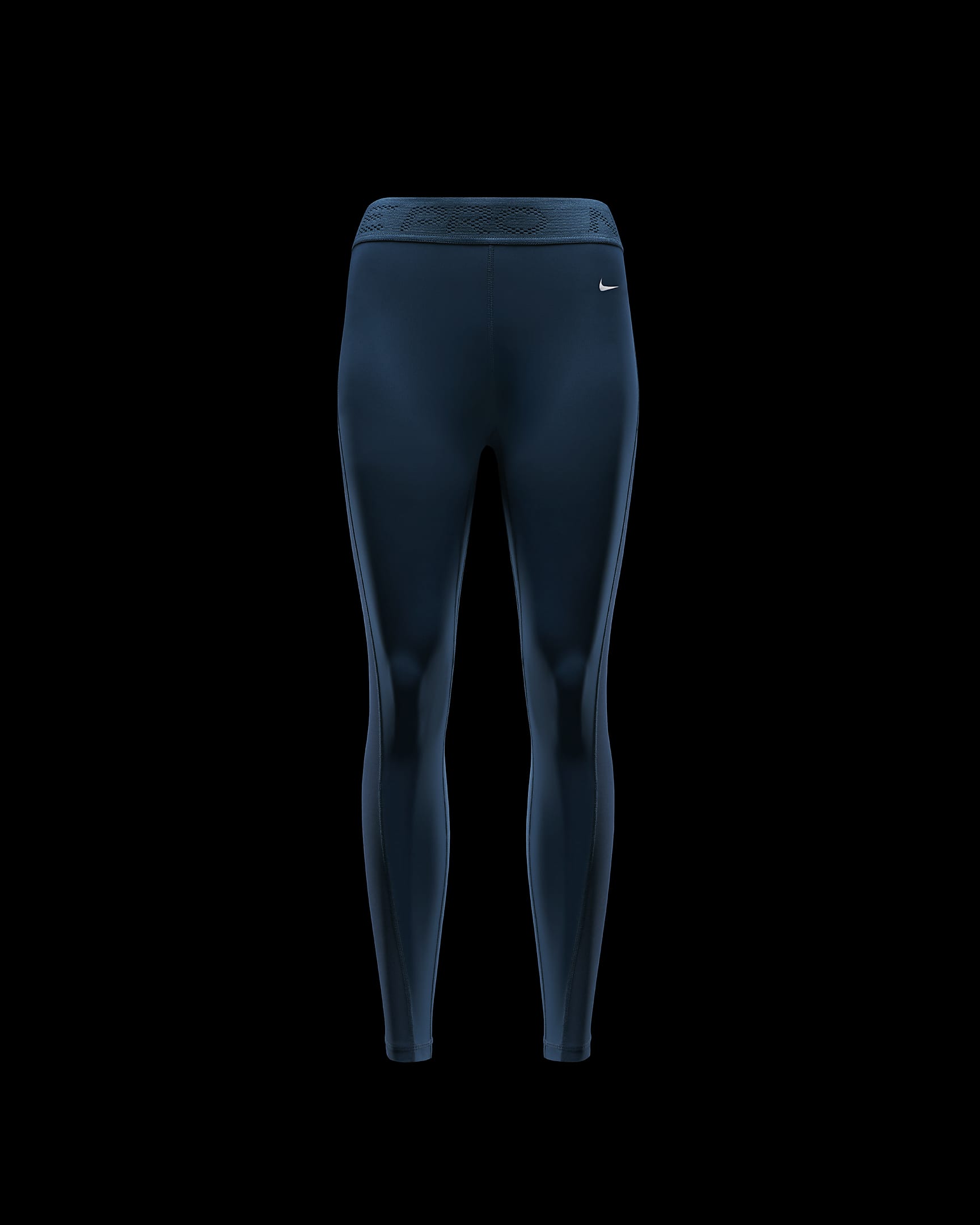 Leggings con paneles de malla de tiro medio de 7/8 para mujer Nike Pro - Azul marino militar/Blanco