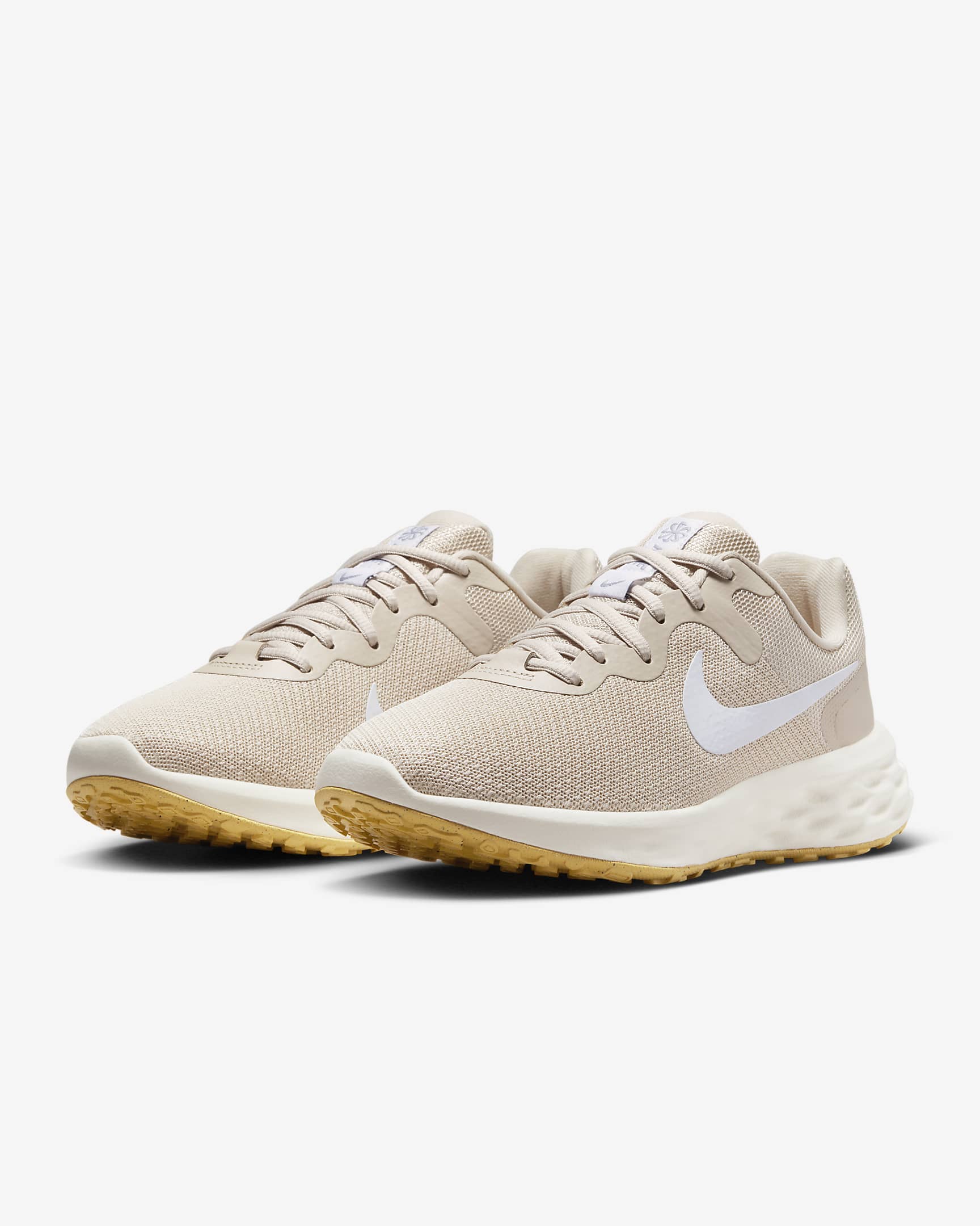 Nike Revolution 6 Women's Road Running Shoes (Wide) - Sand Drift/Topaz Gold/Indigo Haze/White