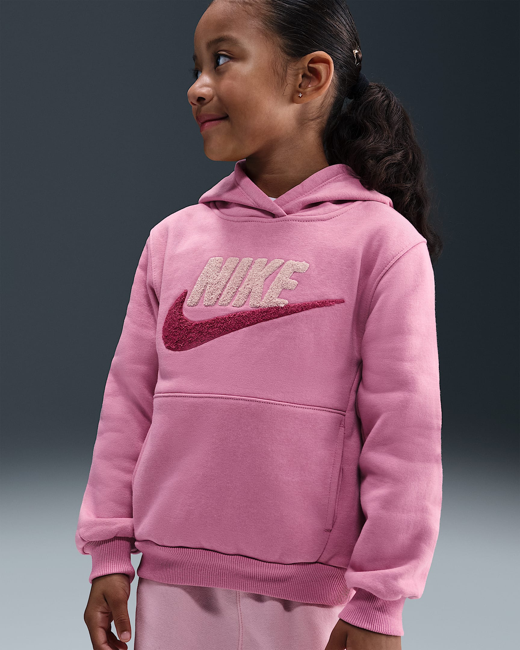 Nike Club Little Kids' Chenille Pullover Hoodie - Magic Flamingo