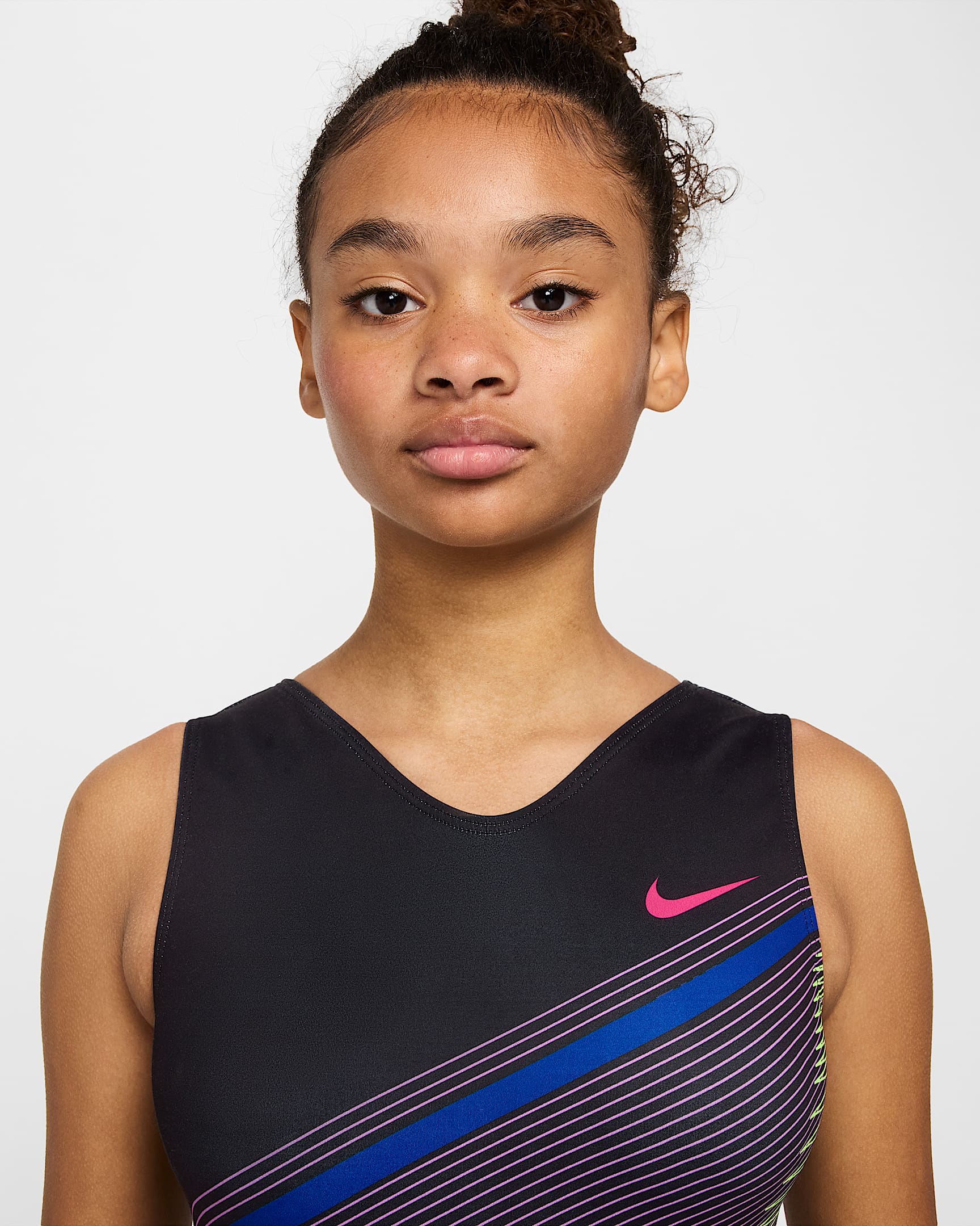 Nike Gymnastics Diagonal Stripe Printed Performance Leotard