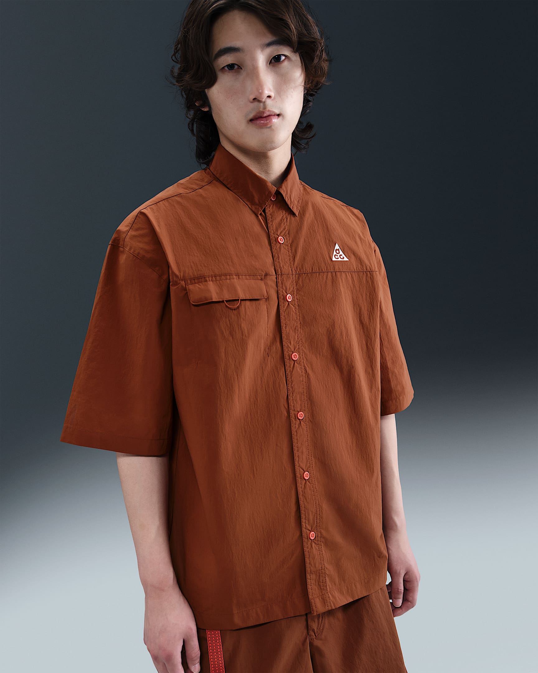 Nike ACG 'Orb Weaver' UV Repel Short-Sleeve Shirt - Cinnamon/Picante Red/Summit White