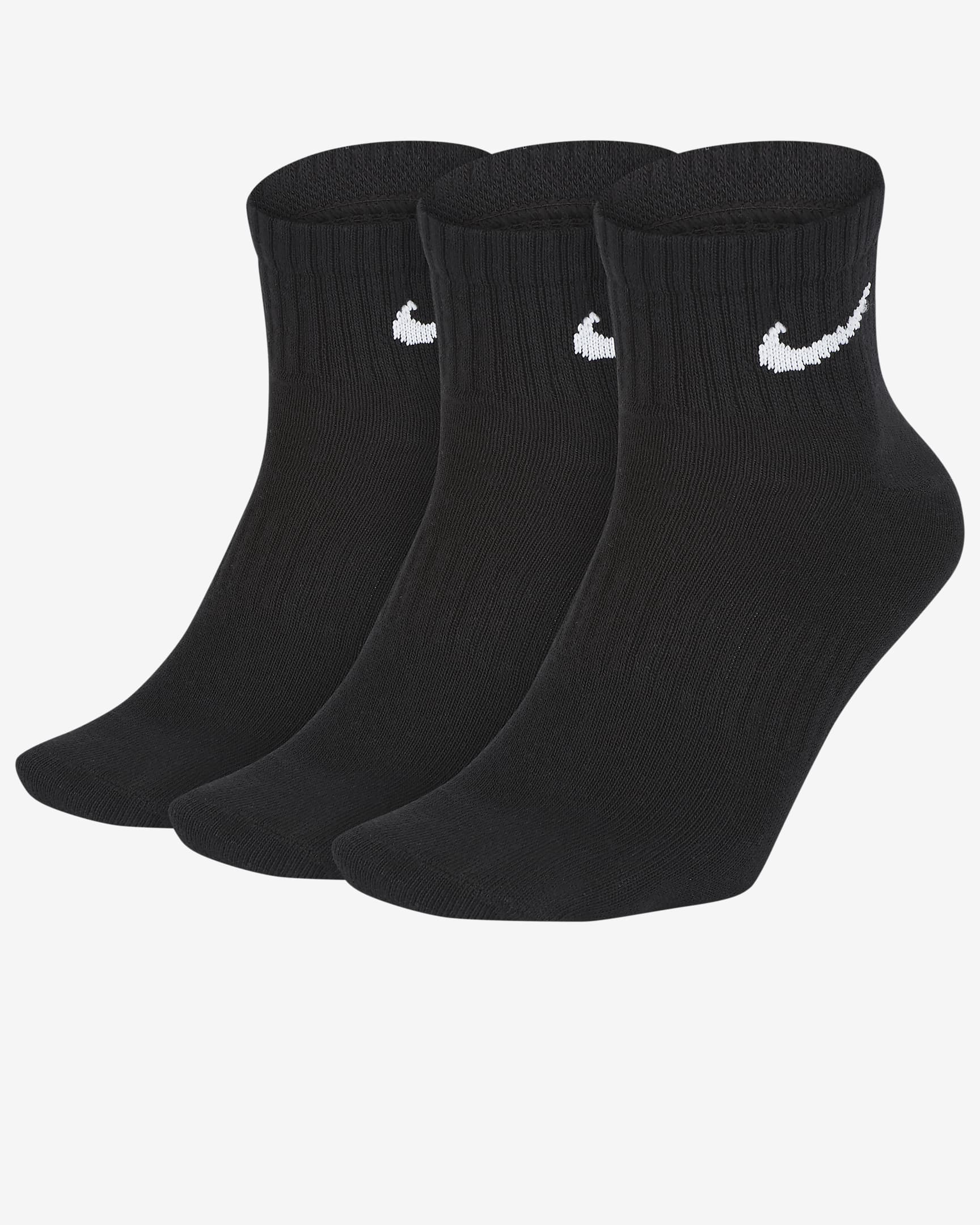 Nike Everyday Lightweight Training Ankle Socks (3 Pairs) - Black/White