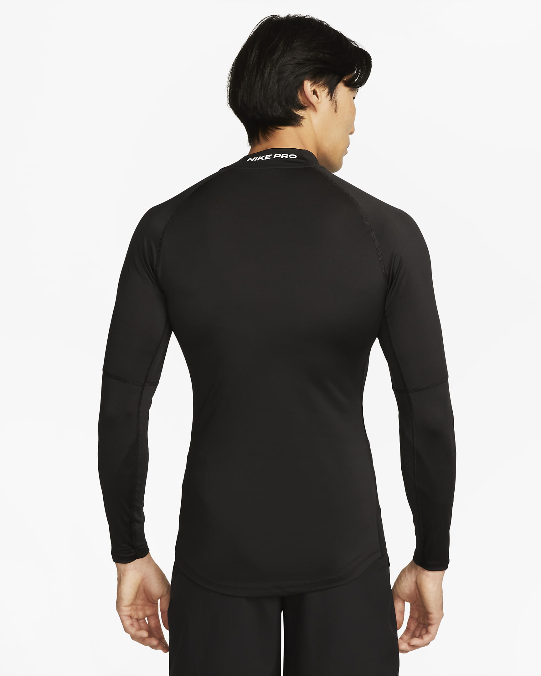 Haut de fitness à manches longues et col montant Dri-FIT Nike Pro pour homme - Noir/Blanc