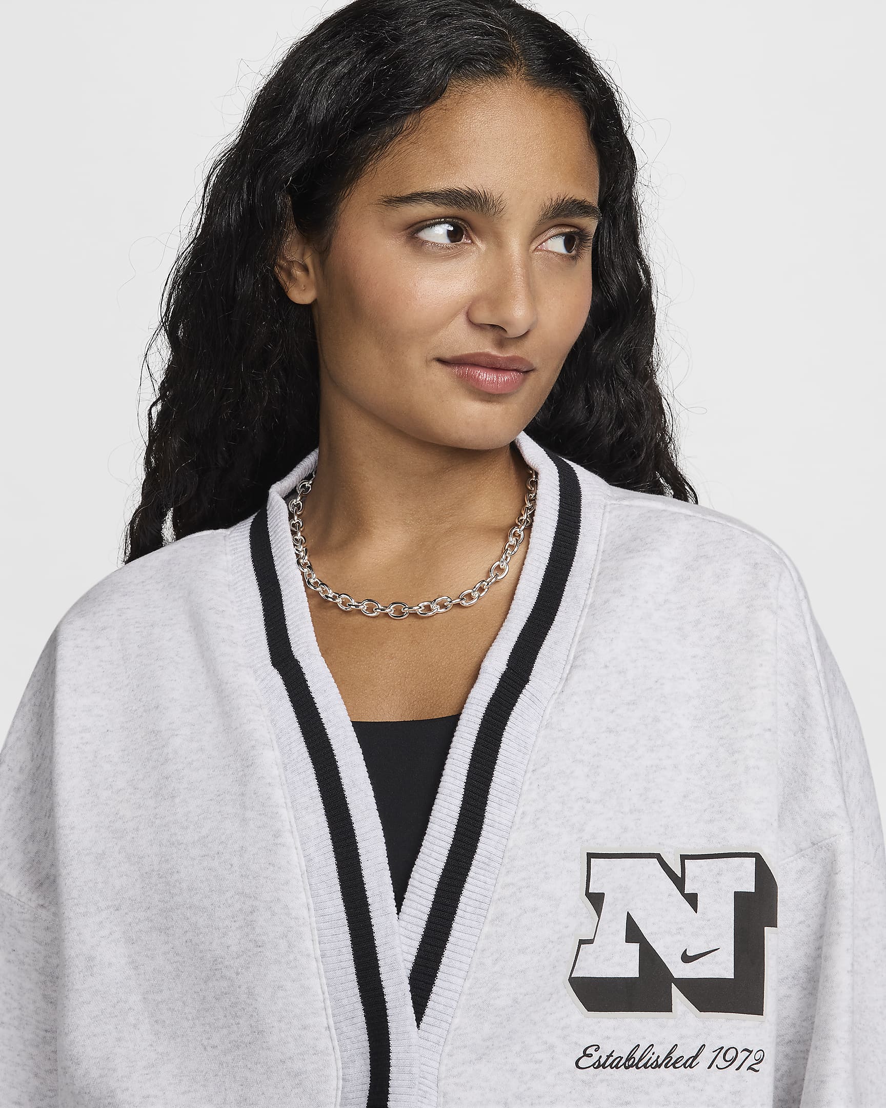 Cardigan extraoversized para mujer Nike Sportswear Phoenix Fleece - Abedul jaspeado/Abedul jaspeado/Negro