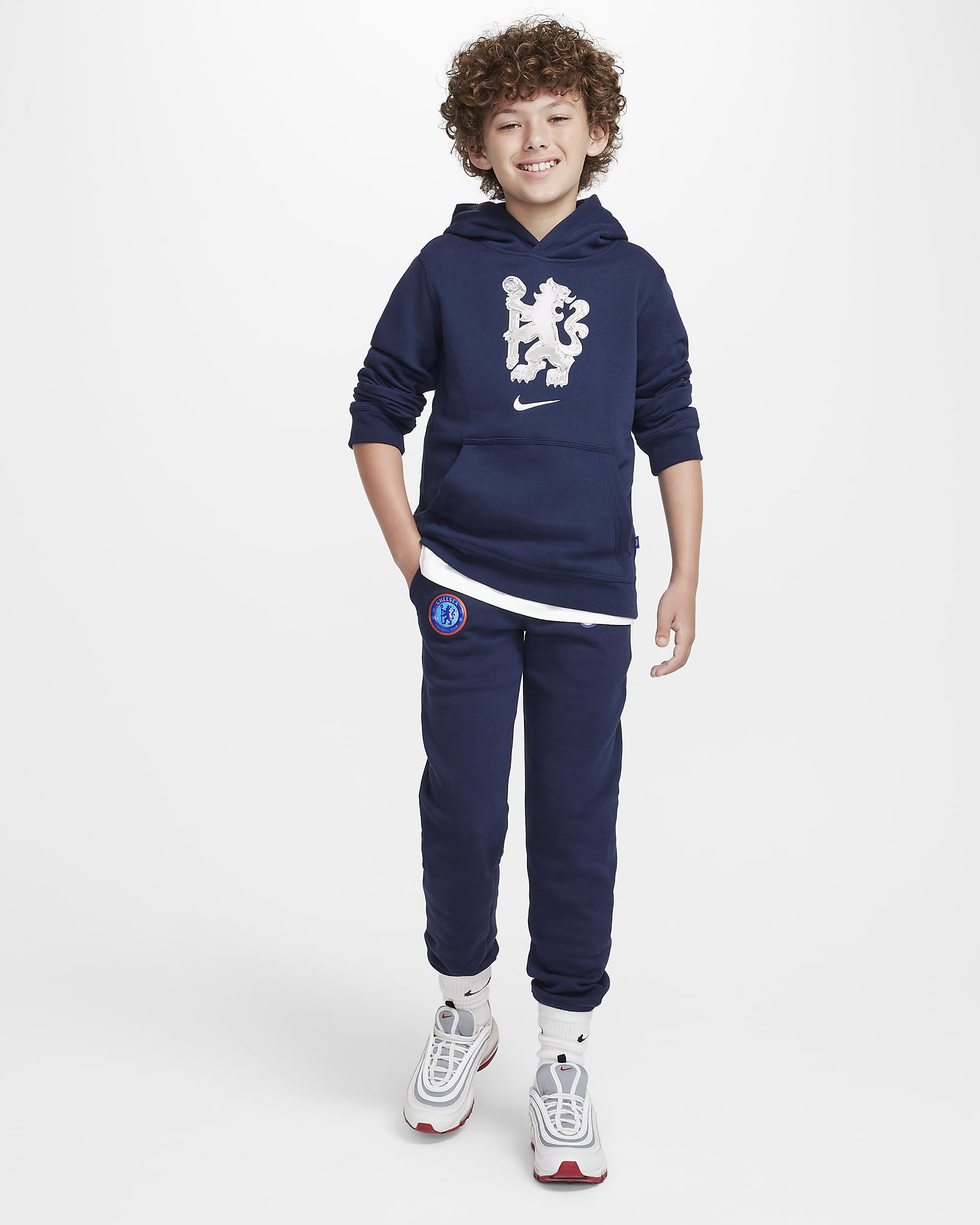 FC Chelsea Club Nike Fußball-Hoodie für ältere Kinder (Jungen) - Obsidian/Weiß