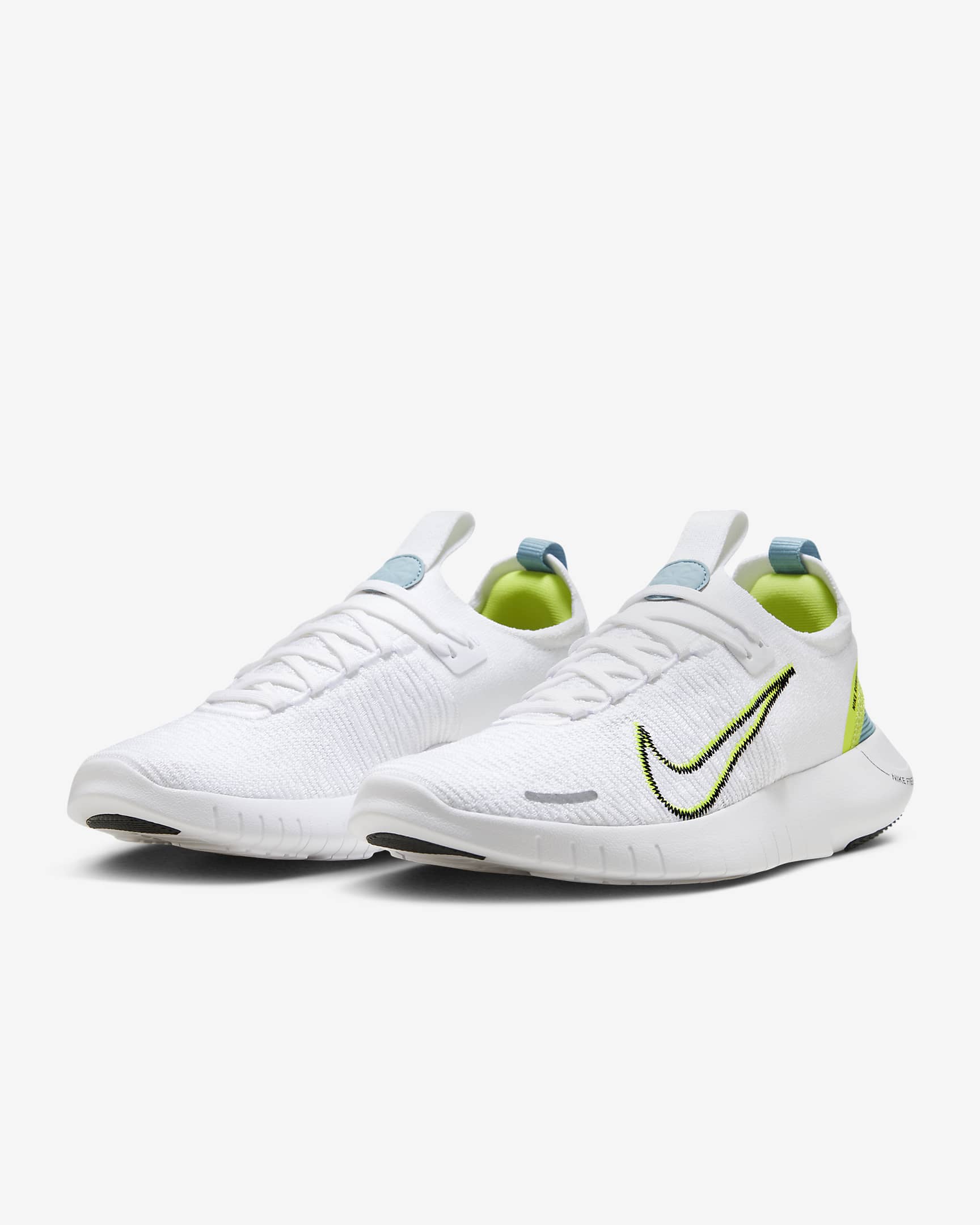 Nike Free RN NN Women's Road Running Shoes - White/Denim Turquoise/Cyber/Black