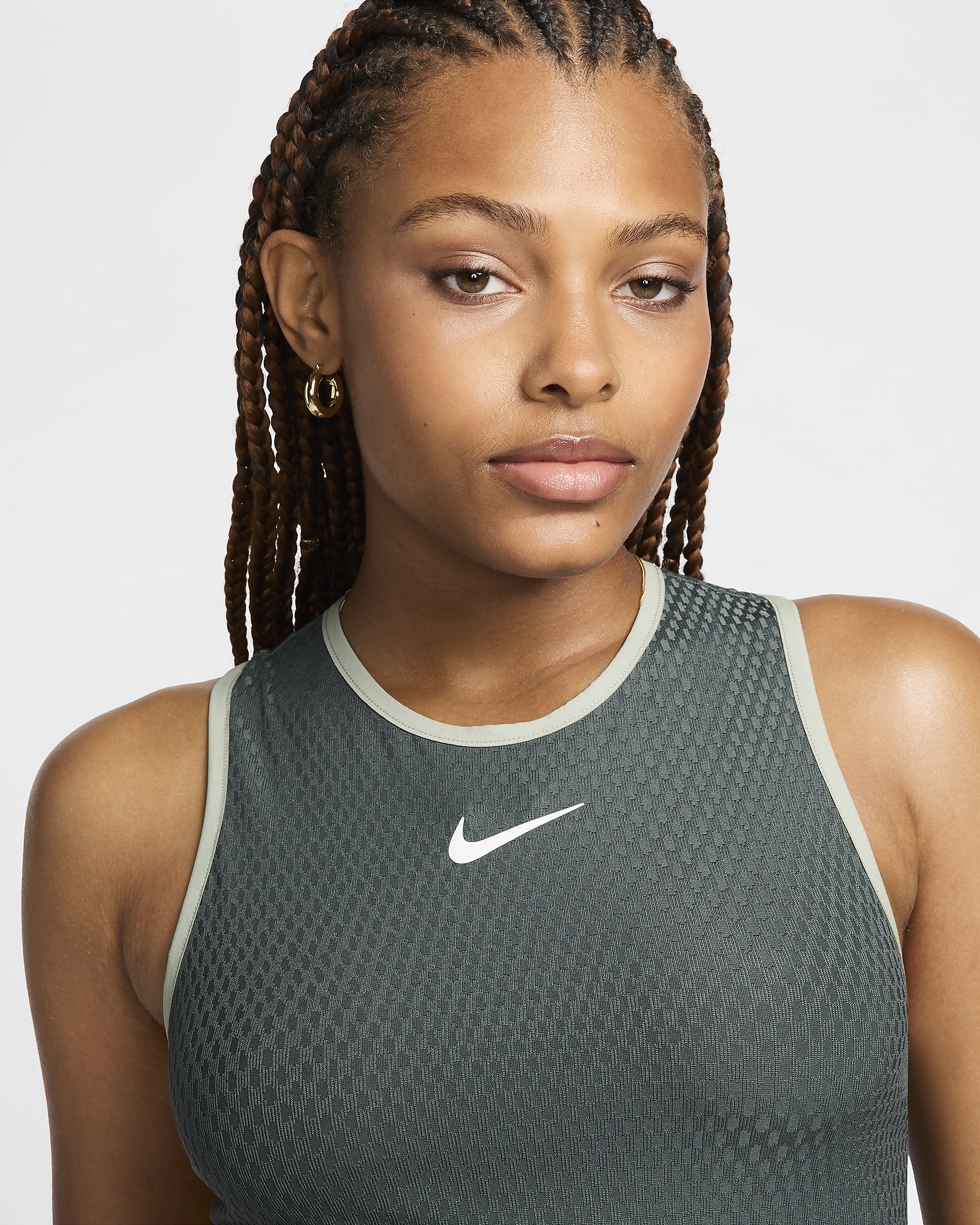 NikeCourt Slam Camiseta de tirantes de tenis Dri-FIT - Mujer - Vintage Green/Jade Horizon/Jade Horizon/Blanco