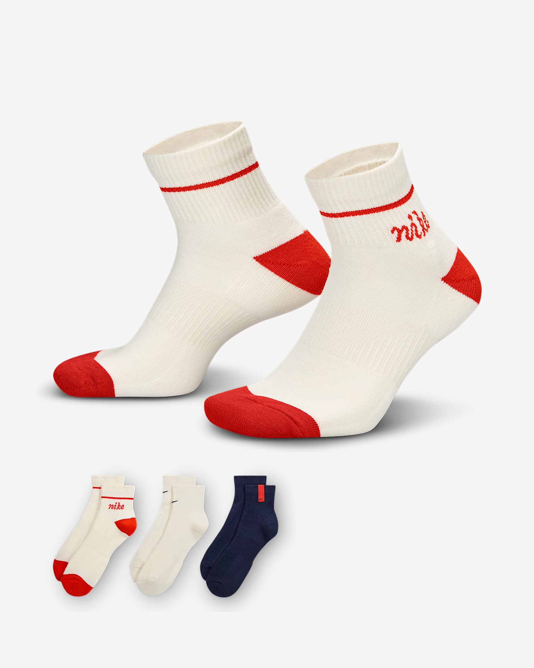 Nike Everyday Plus Calcetines hasta el tobillo acolchados (3 pares) - Multicolor
