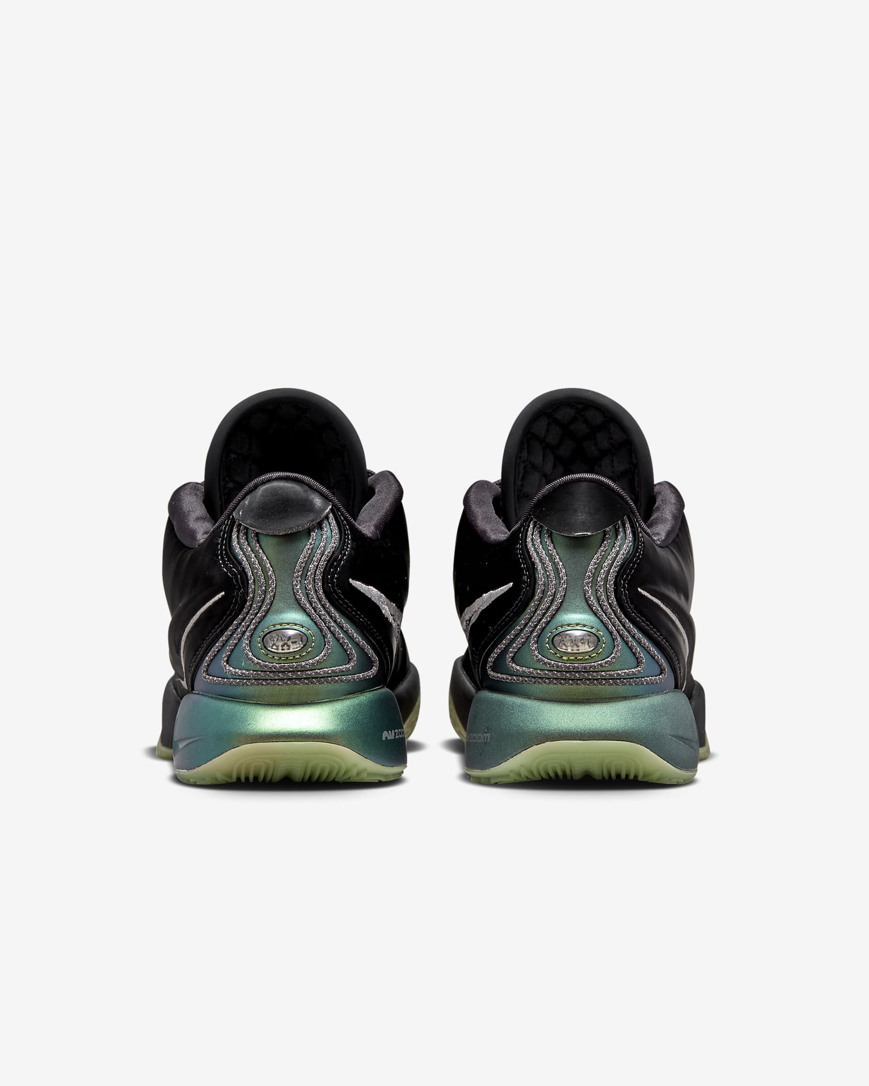 Calzado de básquetbol LeBron XXI "Tahitian" - Negro/Gris hierro/Verde aceite/Peltre metalizado