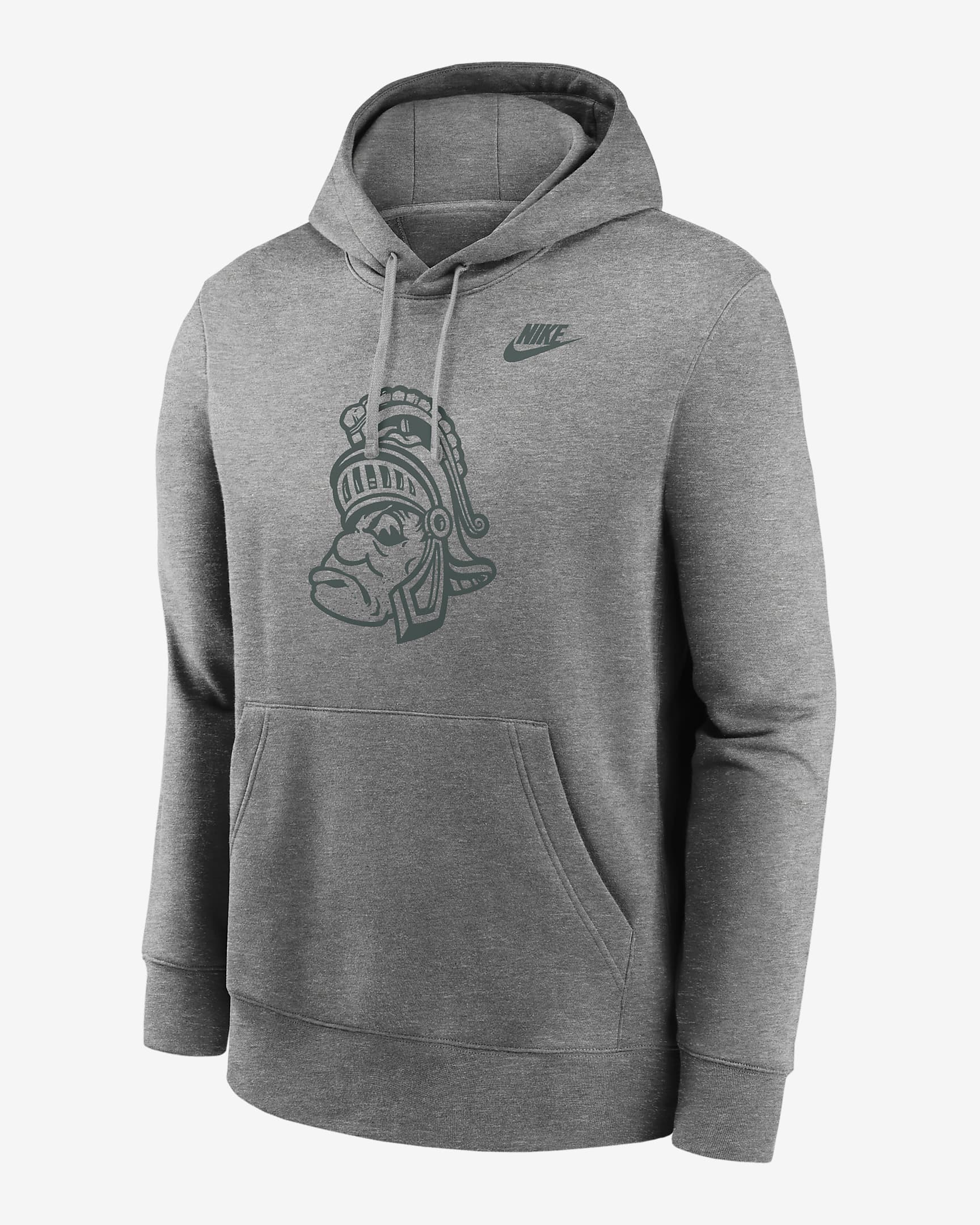 Michigan State Spartans Legacy Club Primary Logo Men's Nike College Pullover Hoodie - Dark Grey Heather