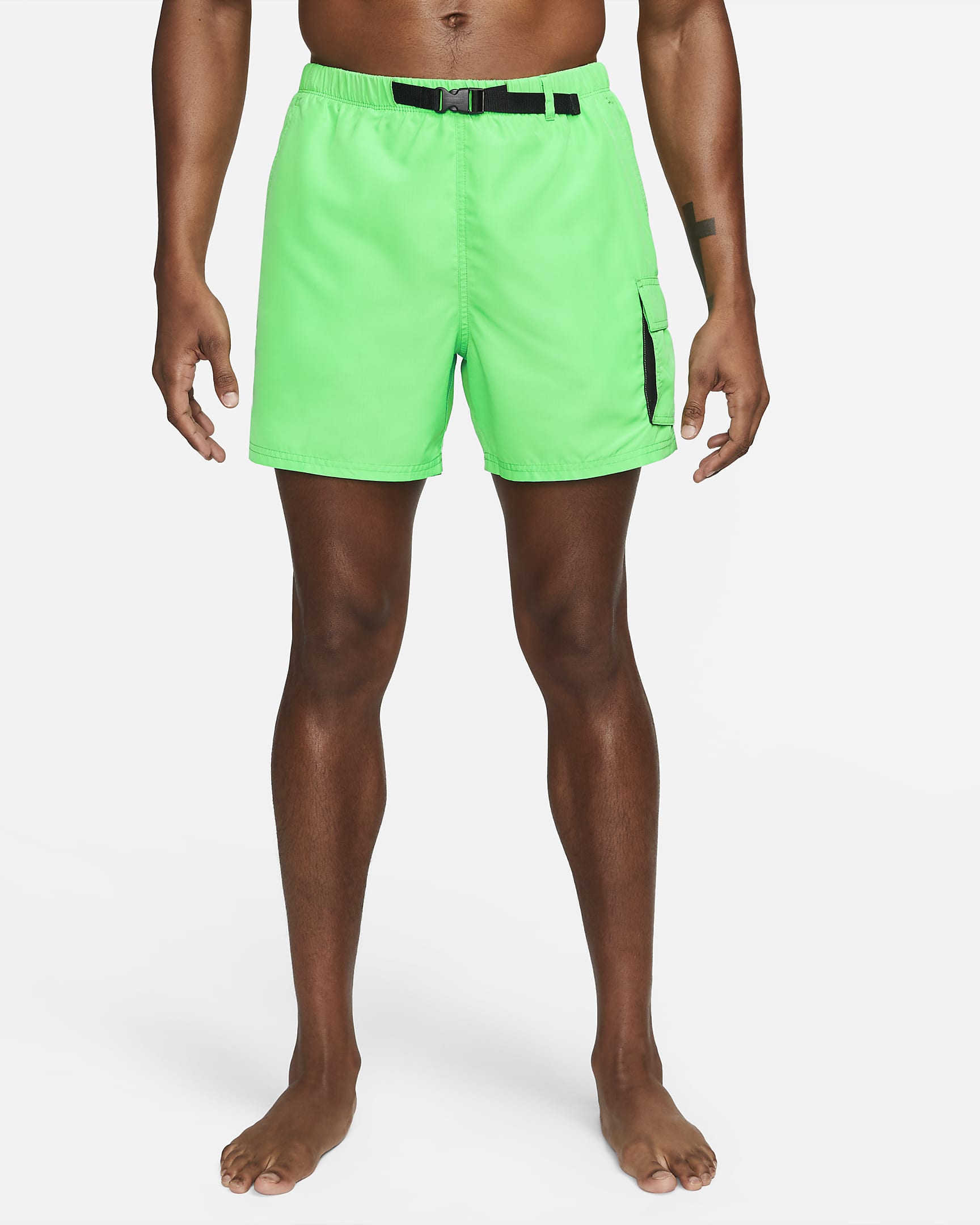 Nike Men's 5" Belted Packable Swim Trunks - Electric Algae