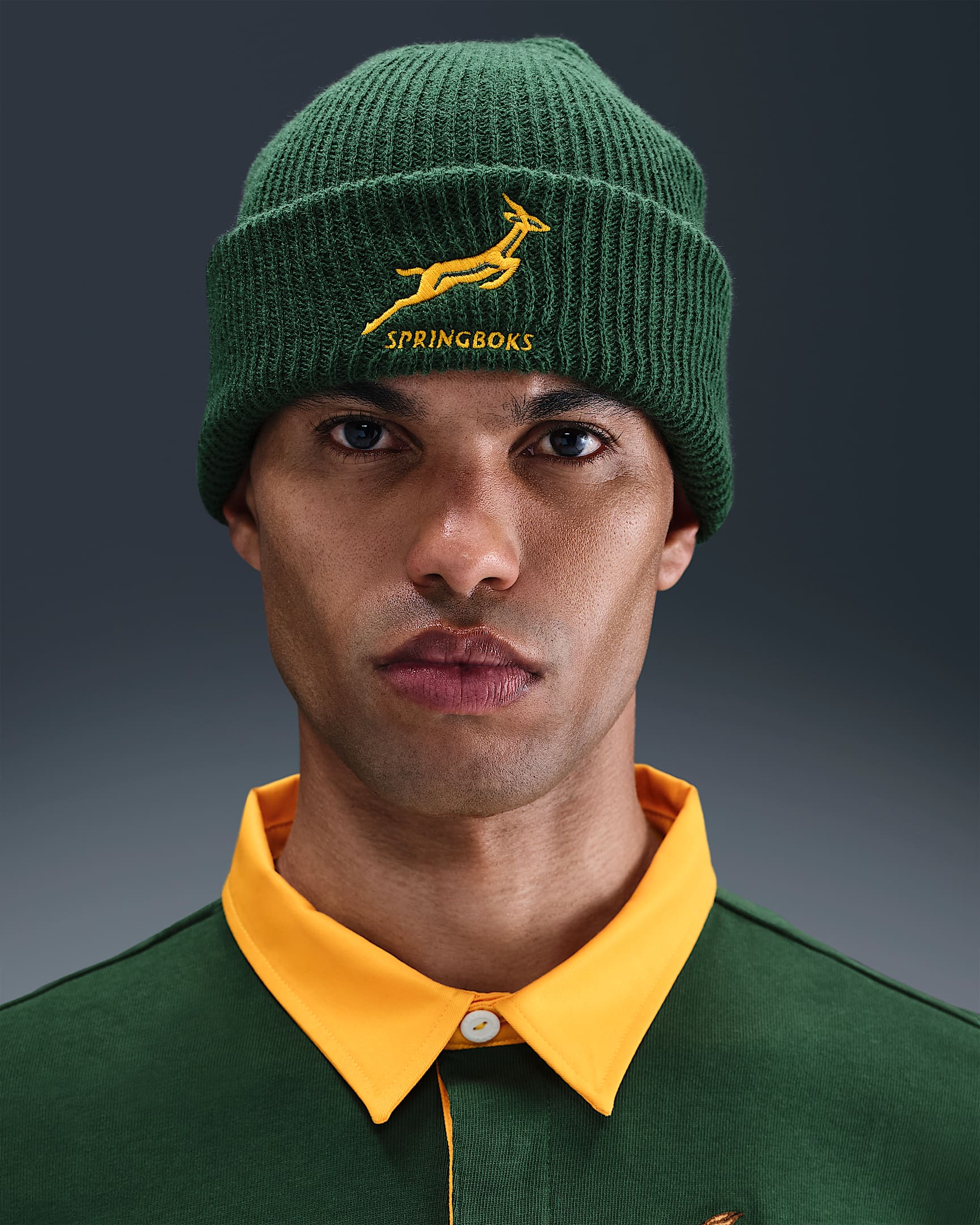 Unisex σκούφος ράγκμπι με ρεβέρ Springboks Nike - Gorge Green/University Gold