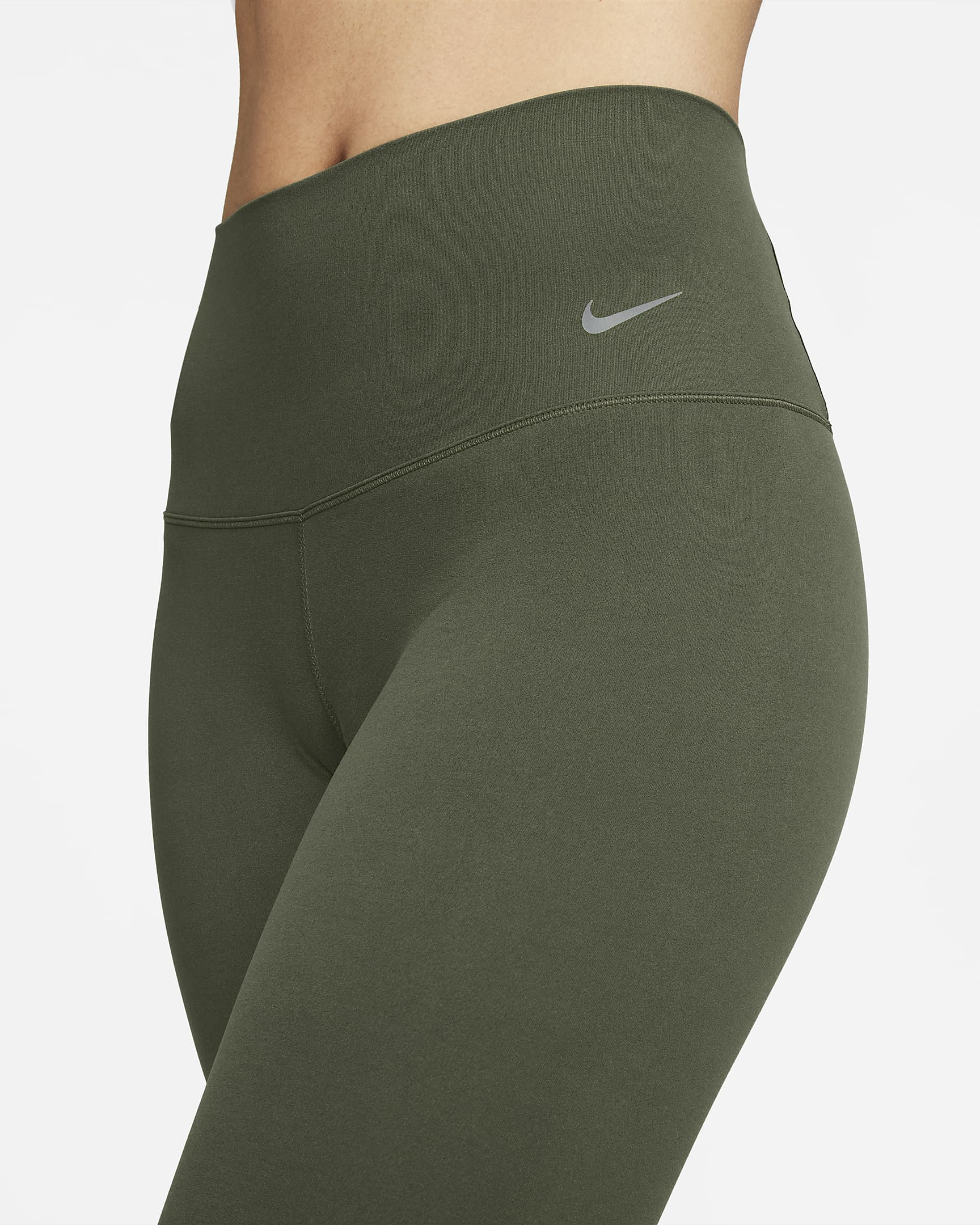 Legging 7/8 à taille haute et maintien léger Nike Zenvy pour femme - Cargo Khaki/Noir