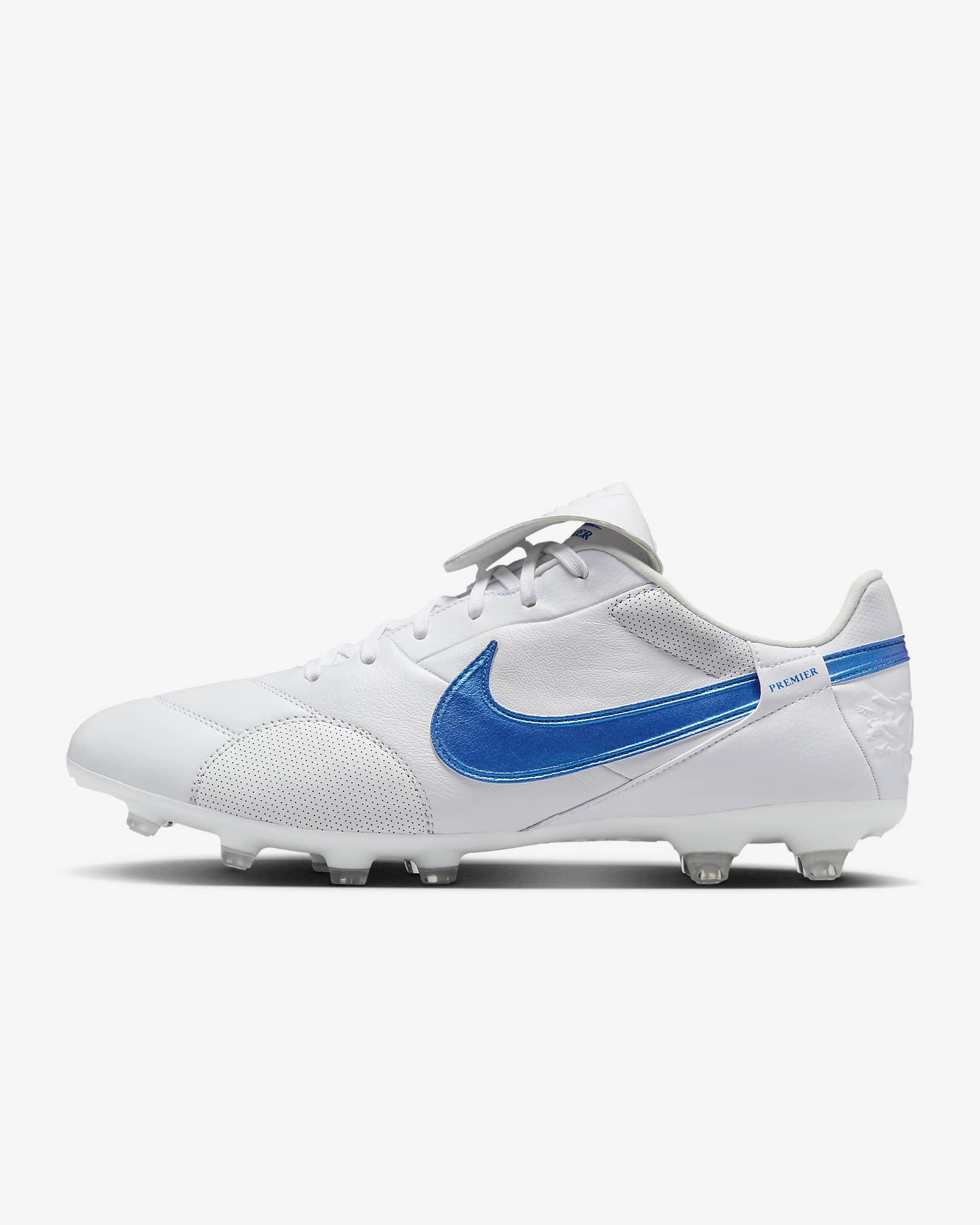 Nike Premier 3 FG lav fotballsko - Hvit/Signal Blue