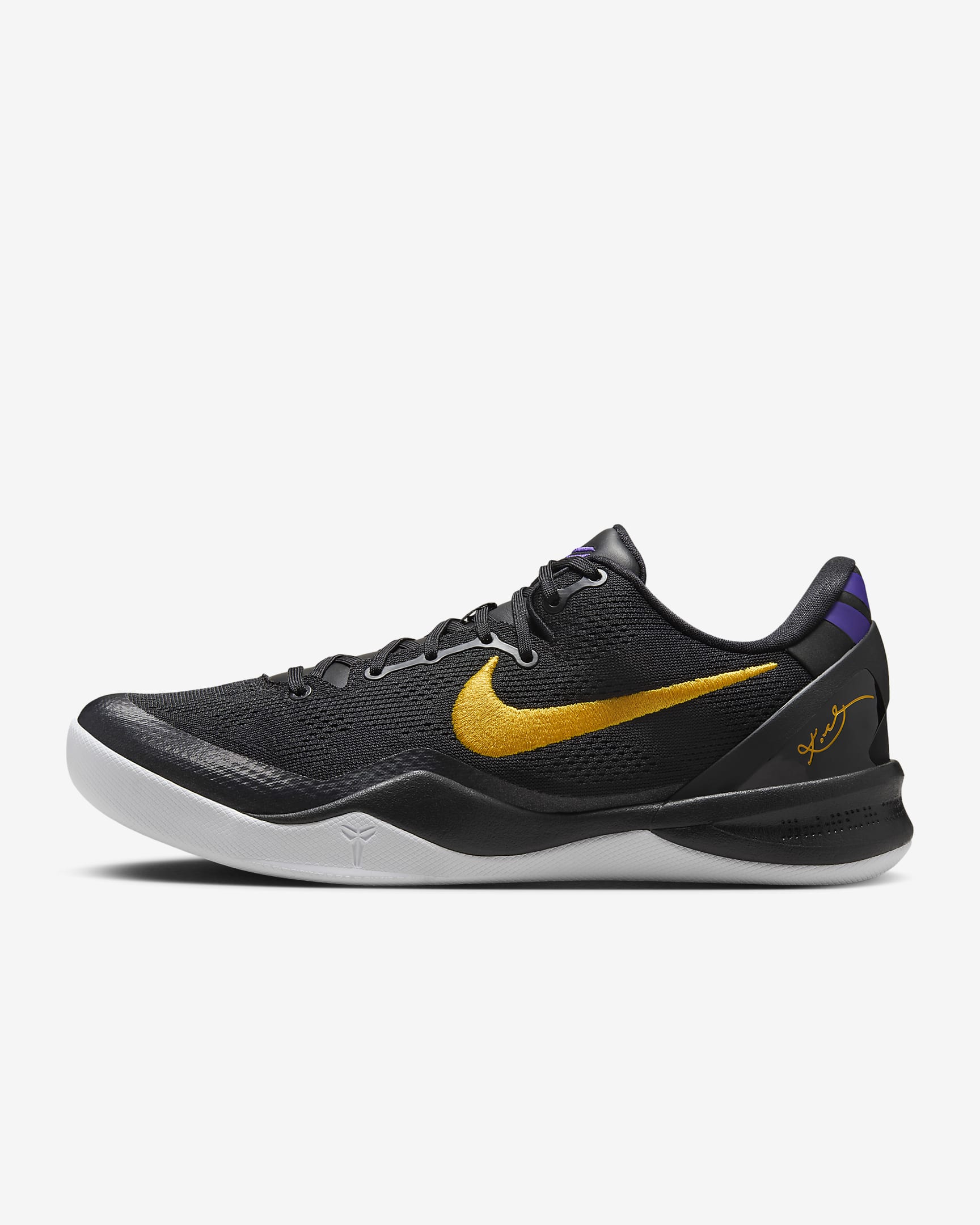 รองเท้าบาสเก็ตบอล Kobe VIII Protro - ดำ/ขาว/Court Purple/University Gold