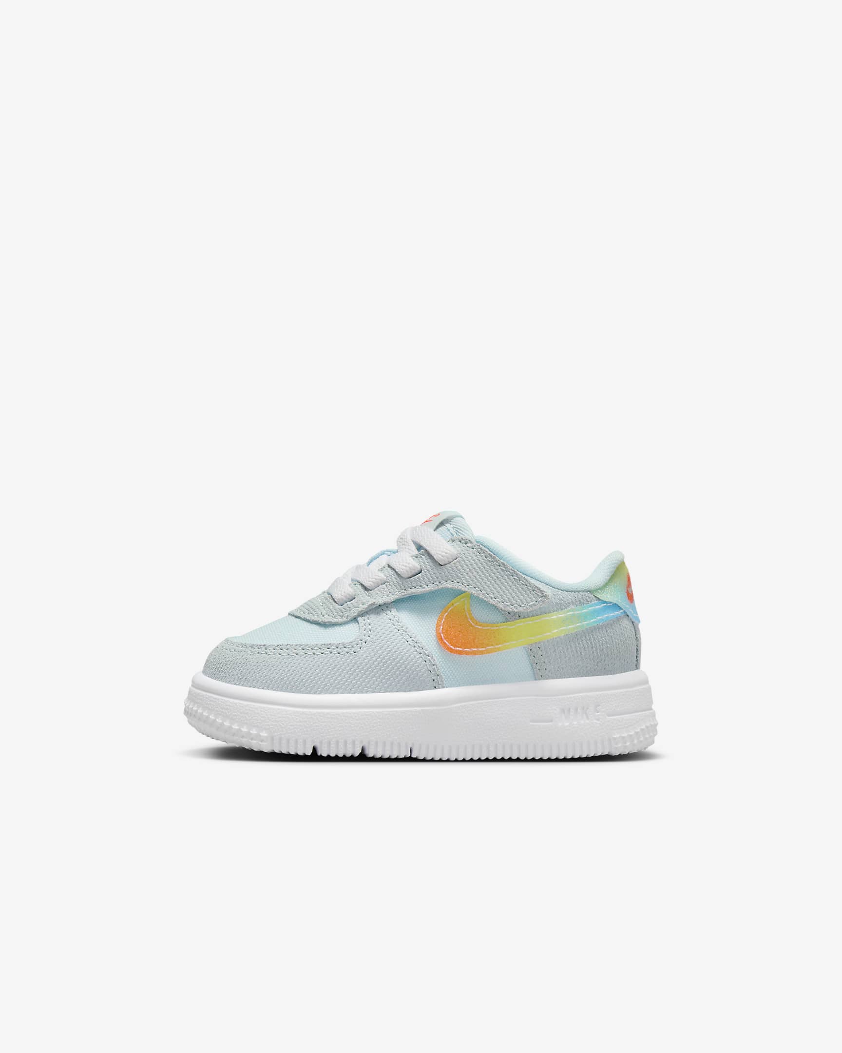 Nike Force 1 Low EasyOn-sko til babyer/småbørn - Glacier Blue/Light Lemon Twist/Aquarius Blue/Total Orange