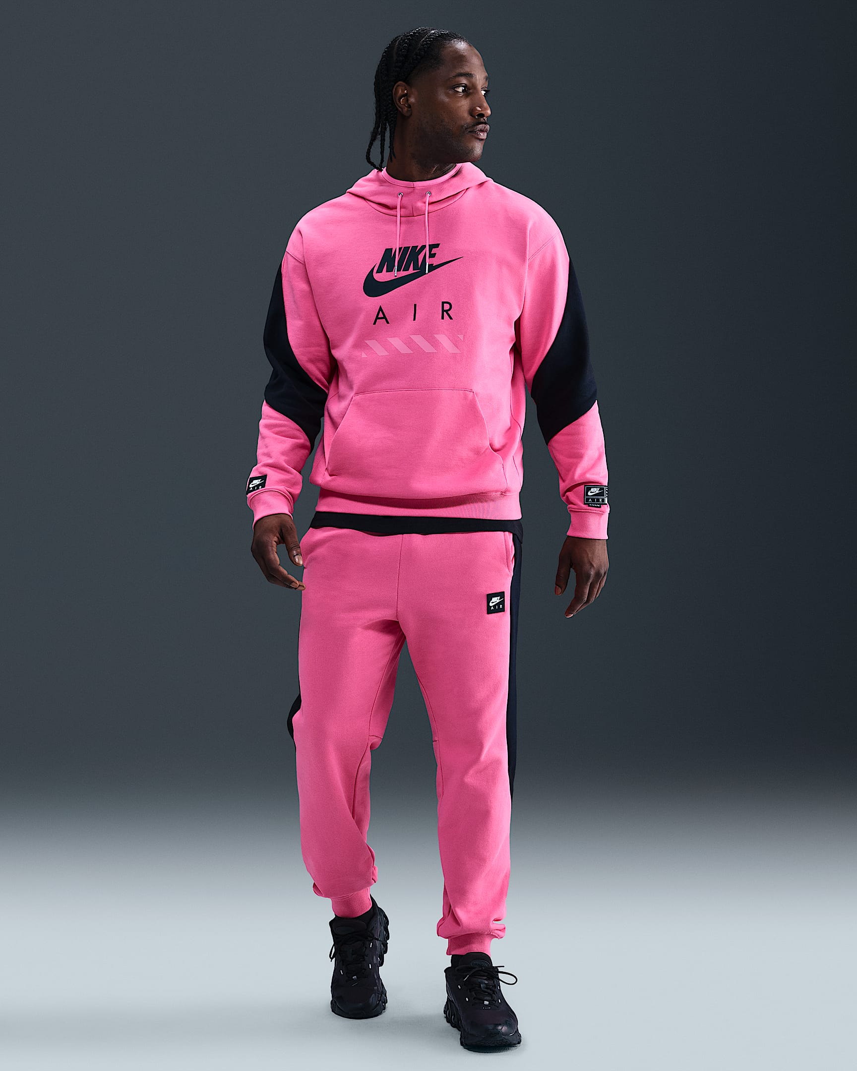 Nike Air Men's Fleece Joggers - Pinksicle/Black/Black