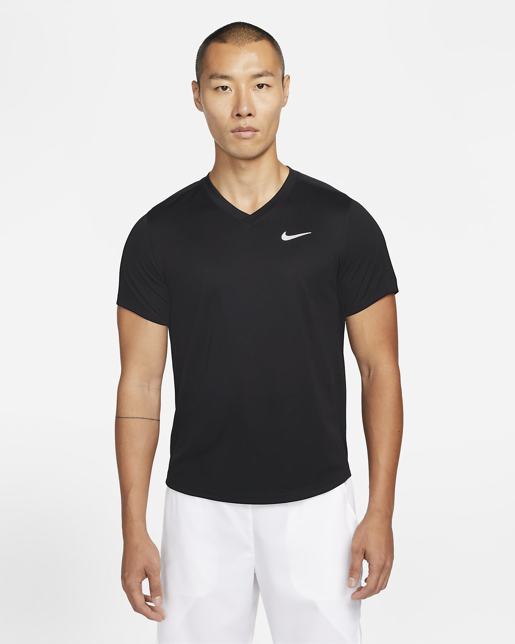 NikeCourt Dri-FIT Victory Men's Tennis Top - Black/Black/White