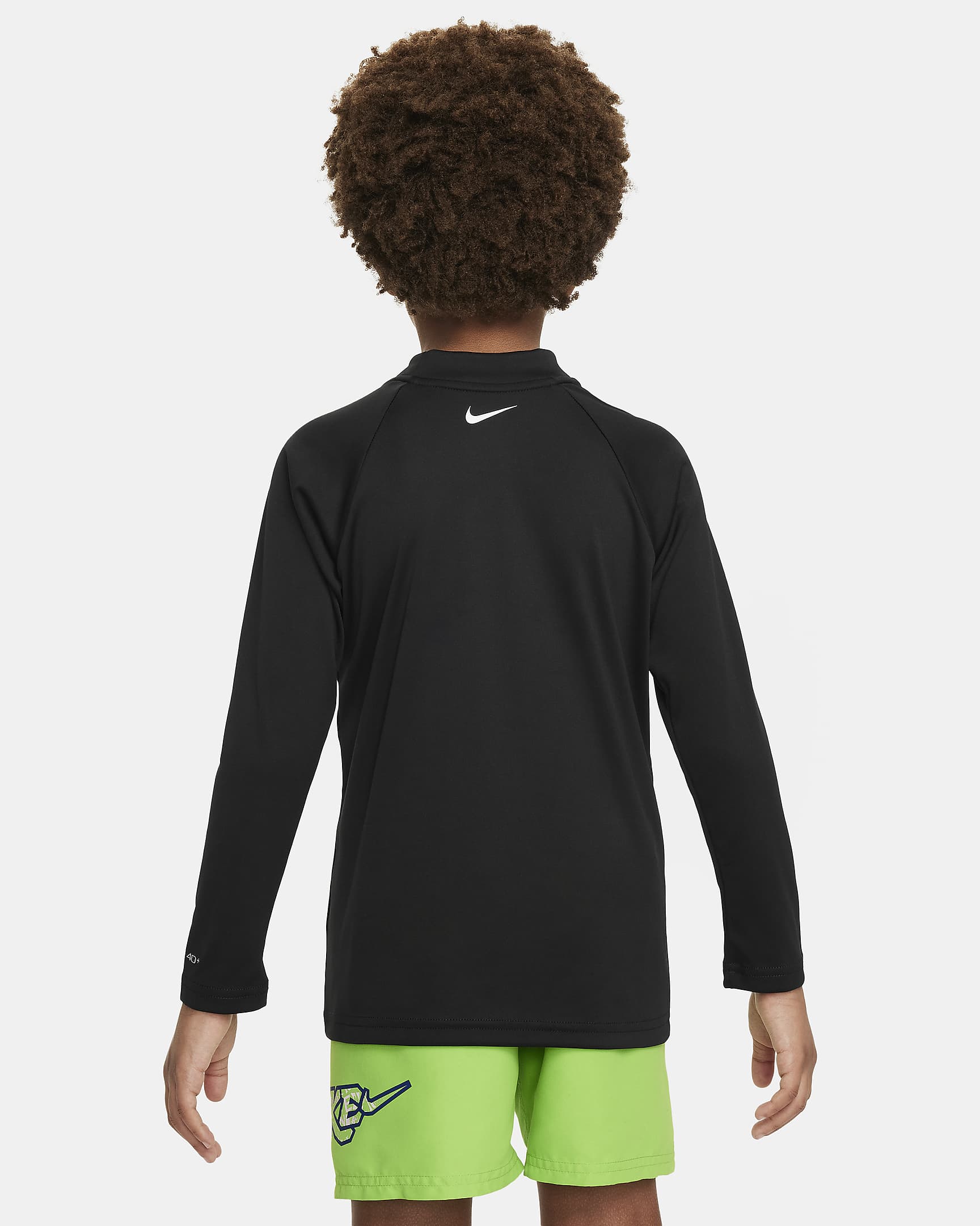 Playera de manga larga Hydroguard para niño talla pequeña Nike Swim - Negro